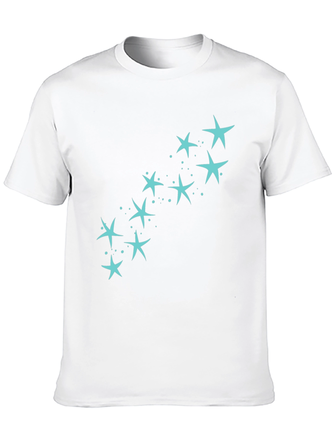 Mens Black T-Shirt with Teal Star Design