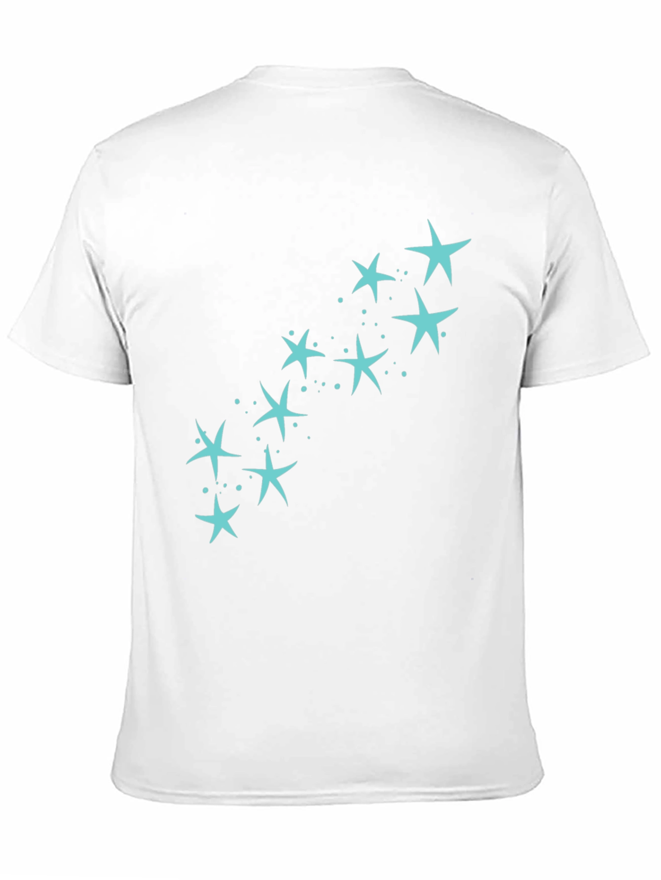 Mens Black T-Shirt with Teal Star Design
