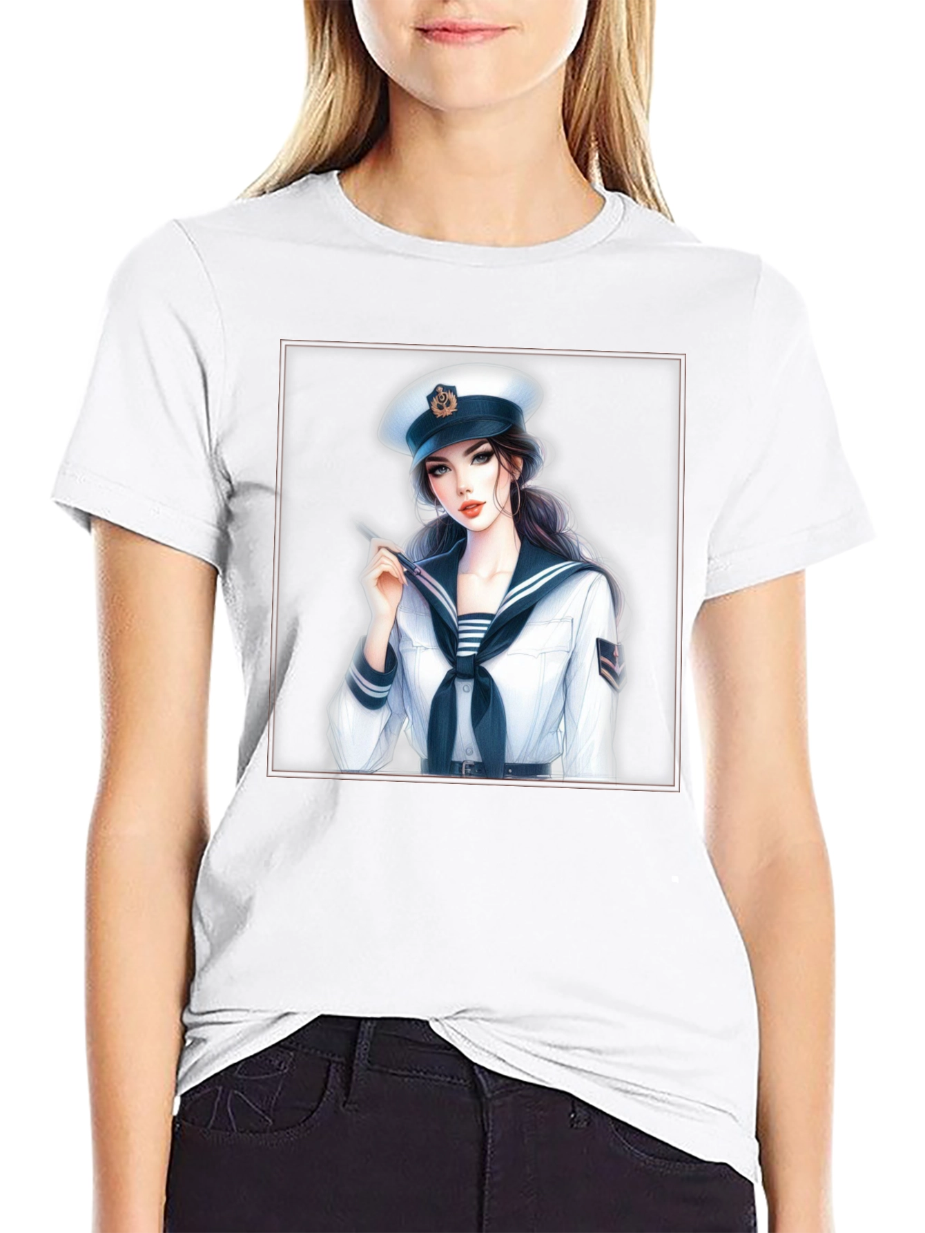Sailor Girl Graphic T-Shirt - Black