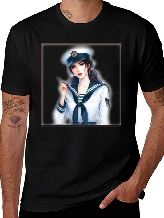 Sailor Girl Graphic T-Shirt - Black