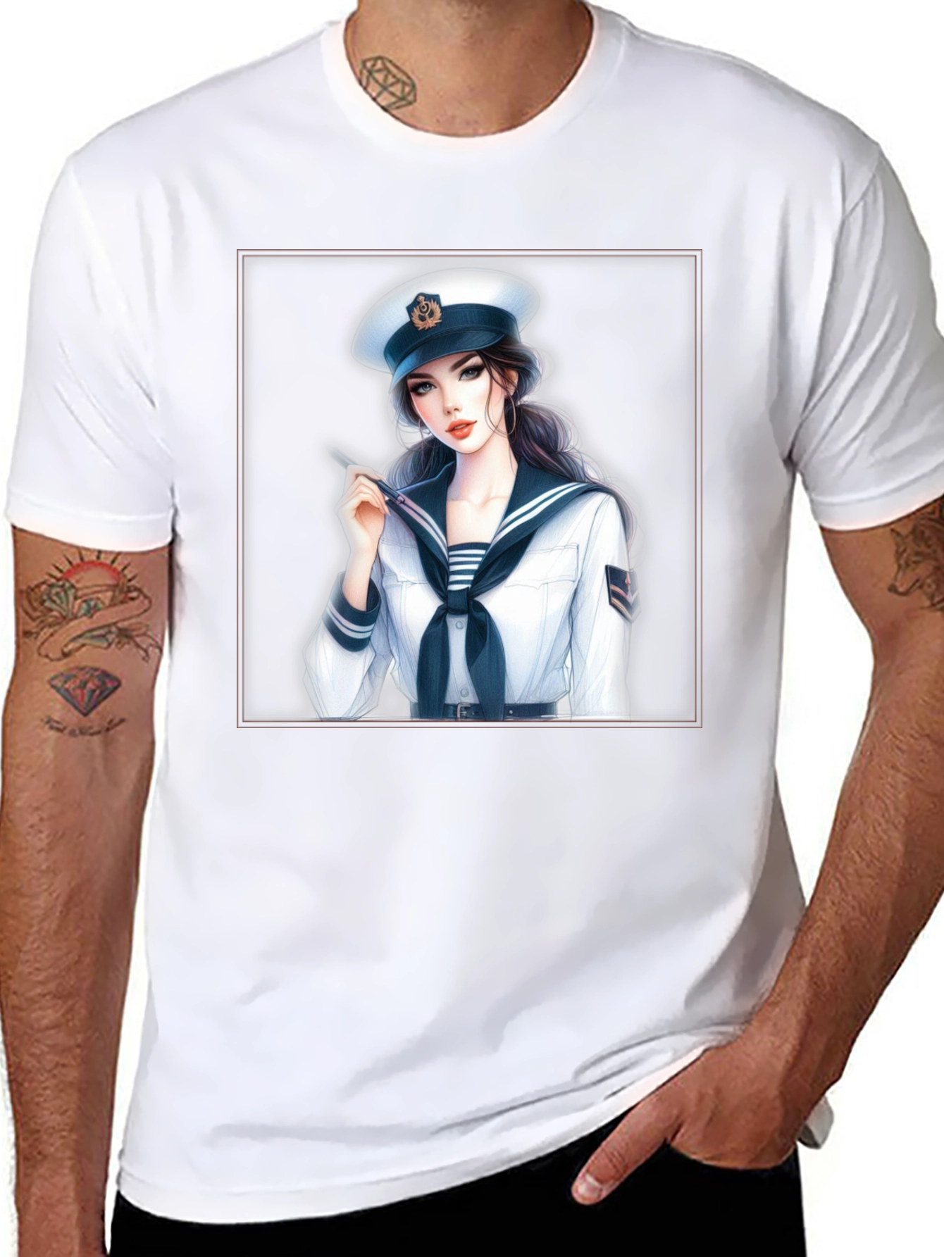 Sailor Girl Graphic T-Shirt - Black