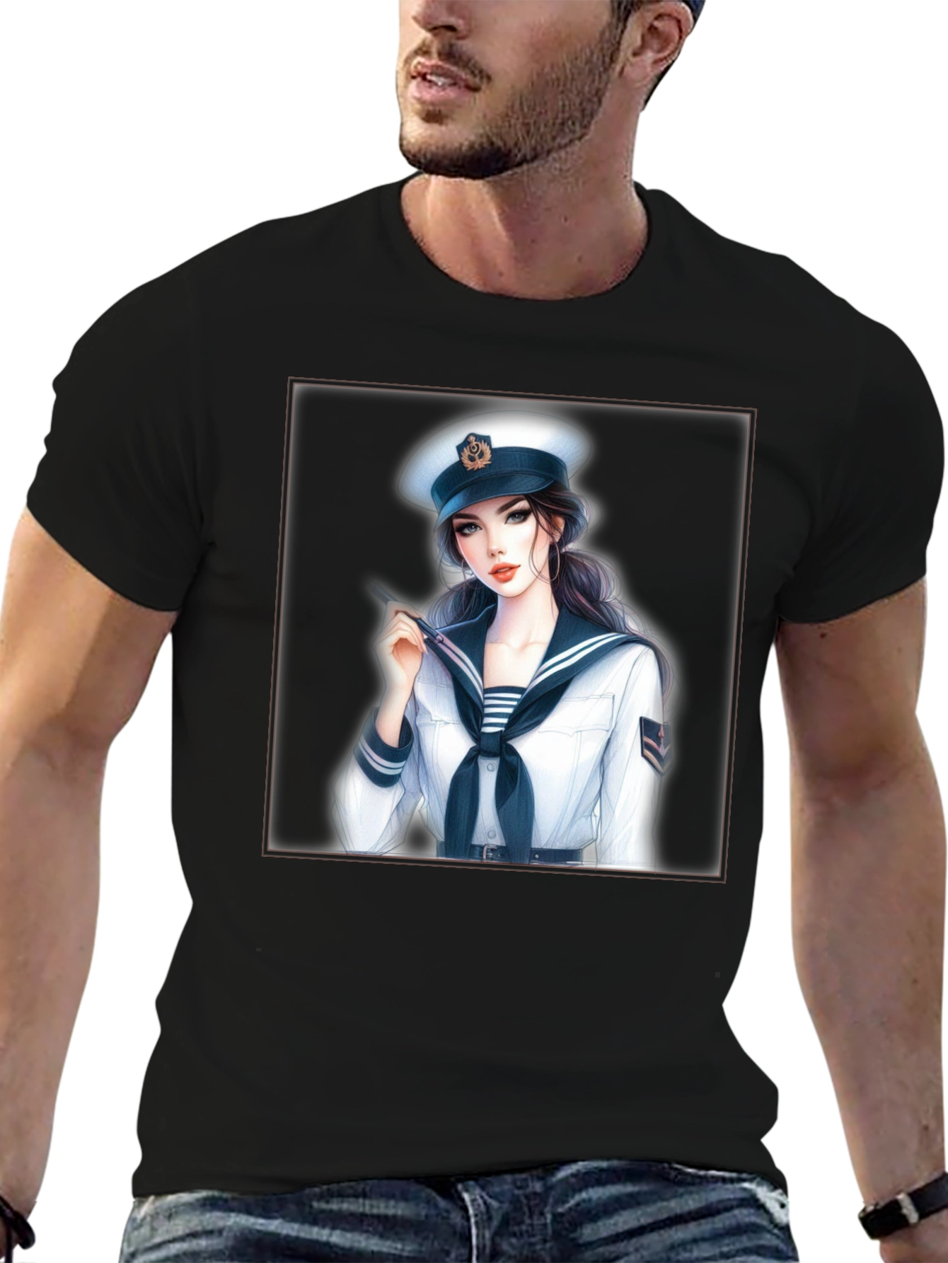 Sailor Girl Graphic T-Shirt - Black