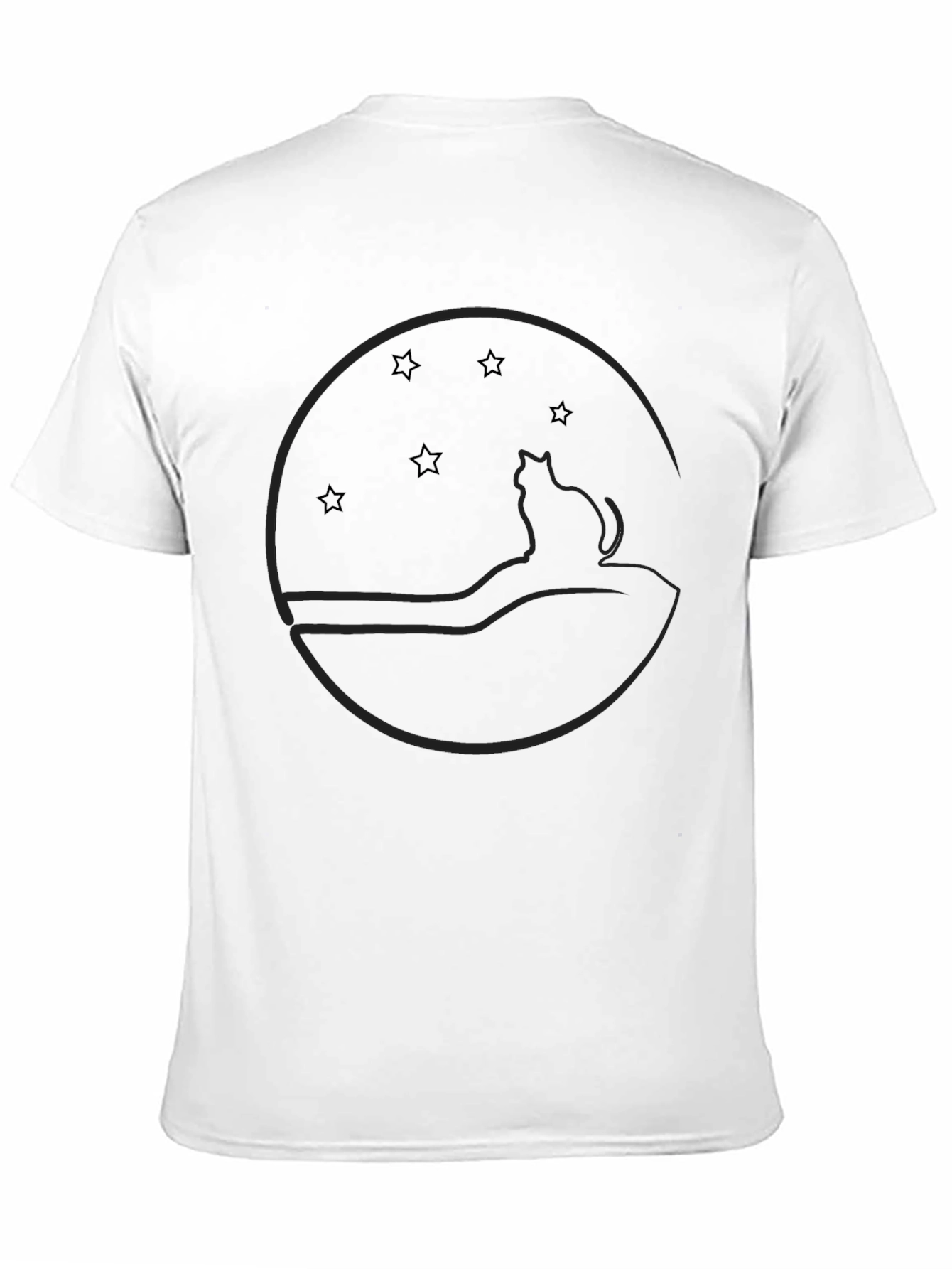 Cat & Stars Graphic Black T-Shirt - Unisex Style