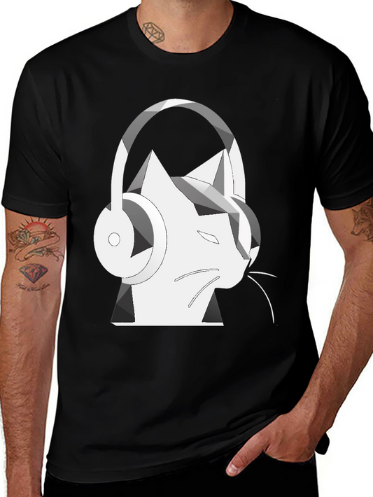 Cat Headphone Graphic T-Shirt