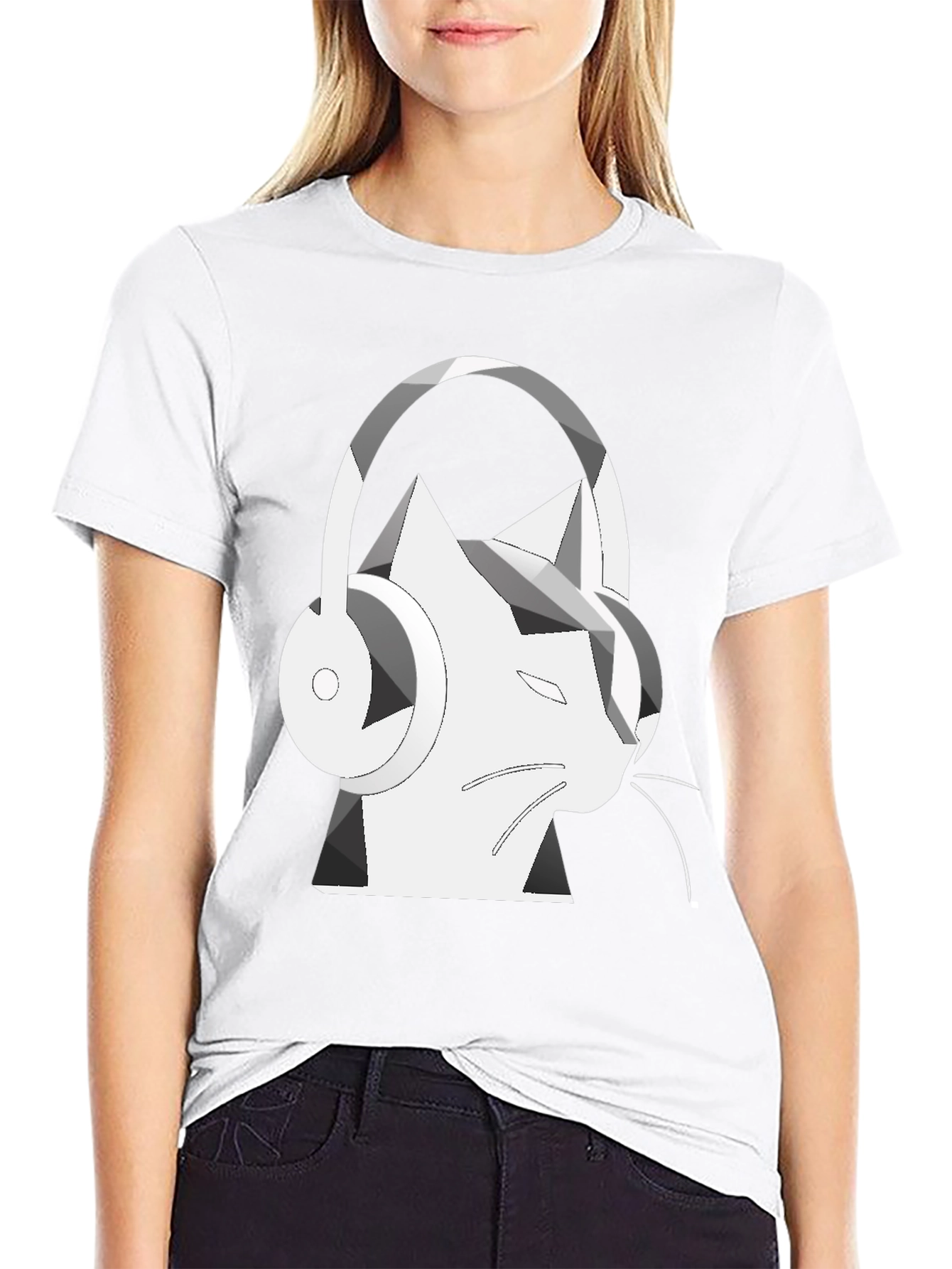 Cat Headphone Graphic T-Shirt