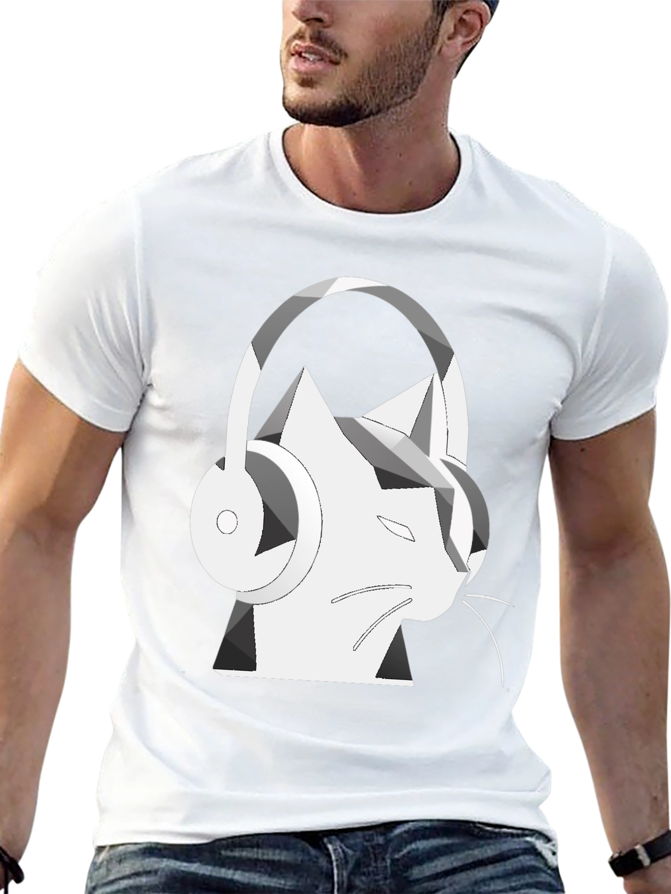 Cat Headphone Graphic T-Shirt