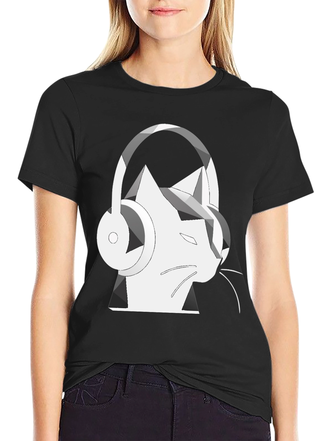 Cat Headphone Graphic T-Shirt