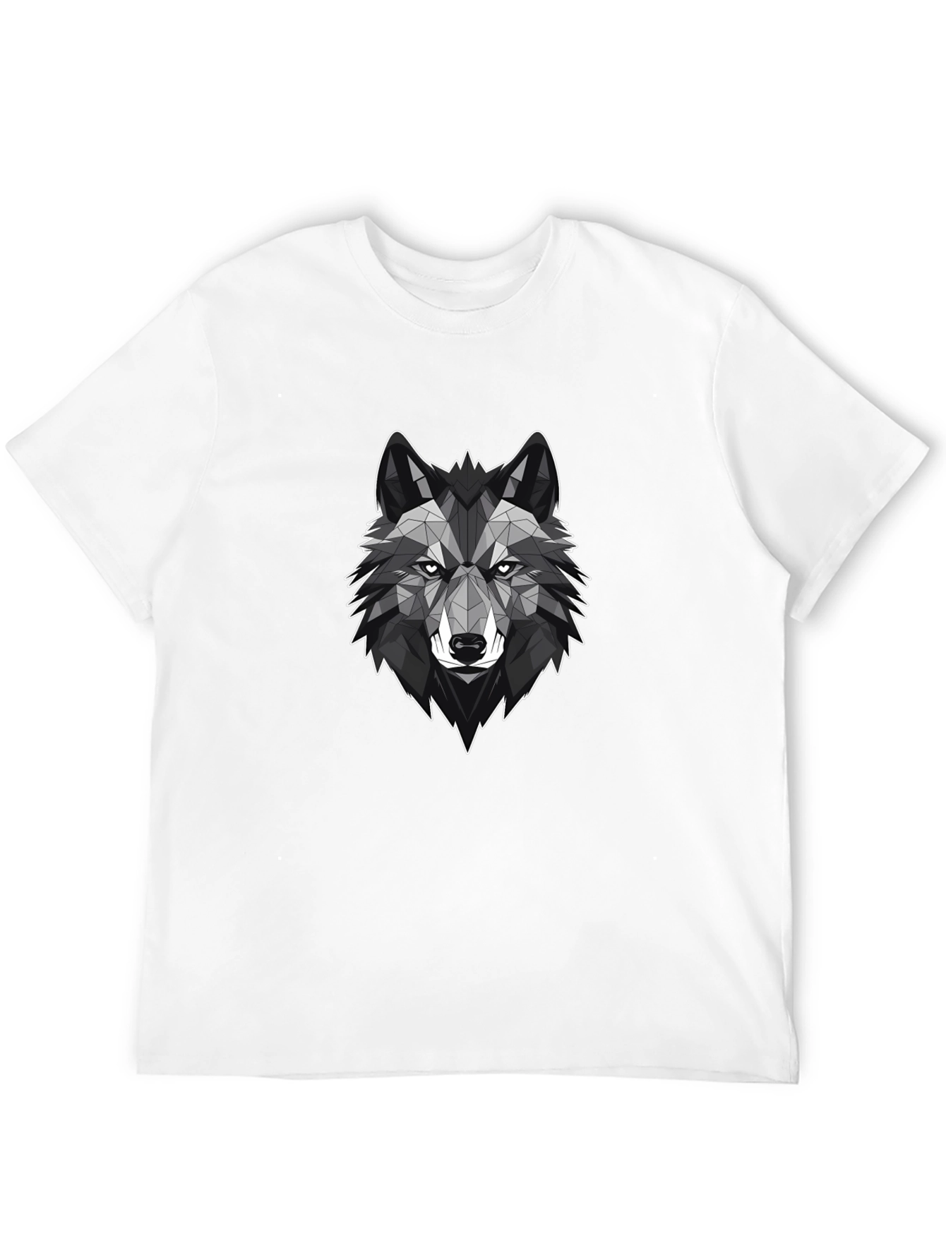 Geometric Wolf Graphic Tee - Stylish Black T-Shirt