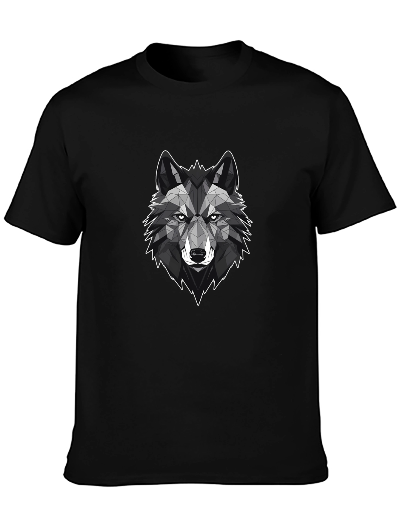 Geometric Wolf Graphic Tee - Stylish Black T-Shirt