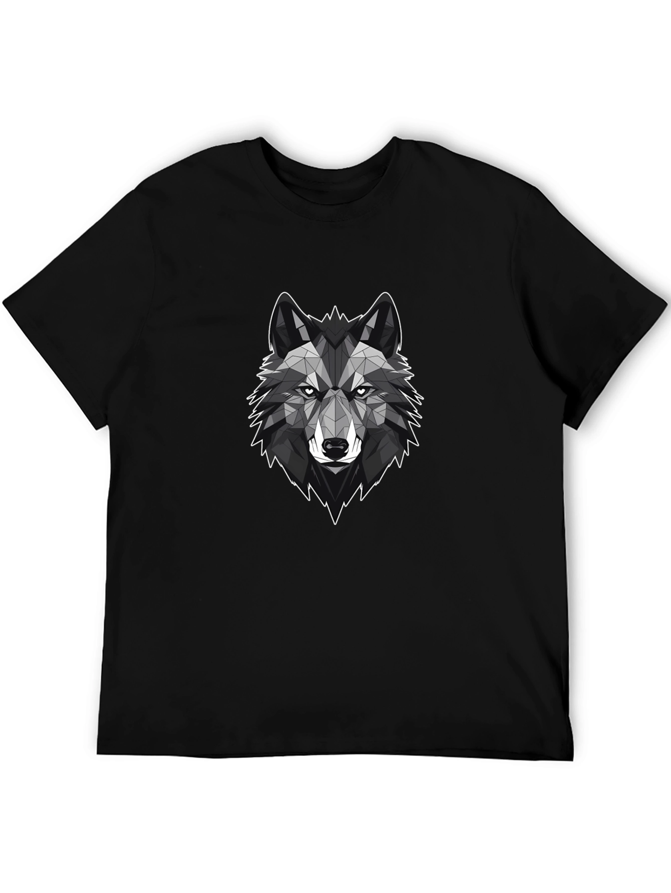 Geometric Wolf Graphic Tee - Stylish Black T-Shirt