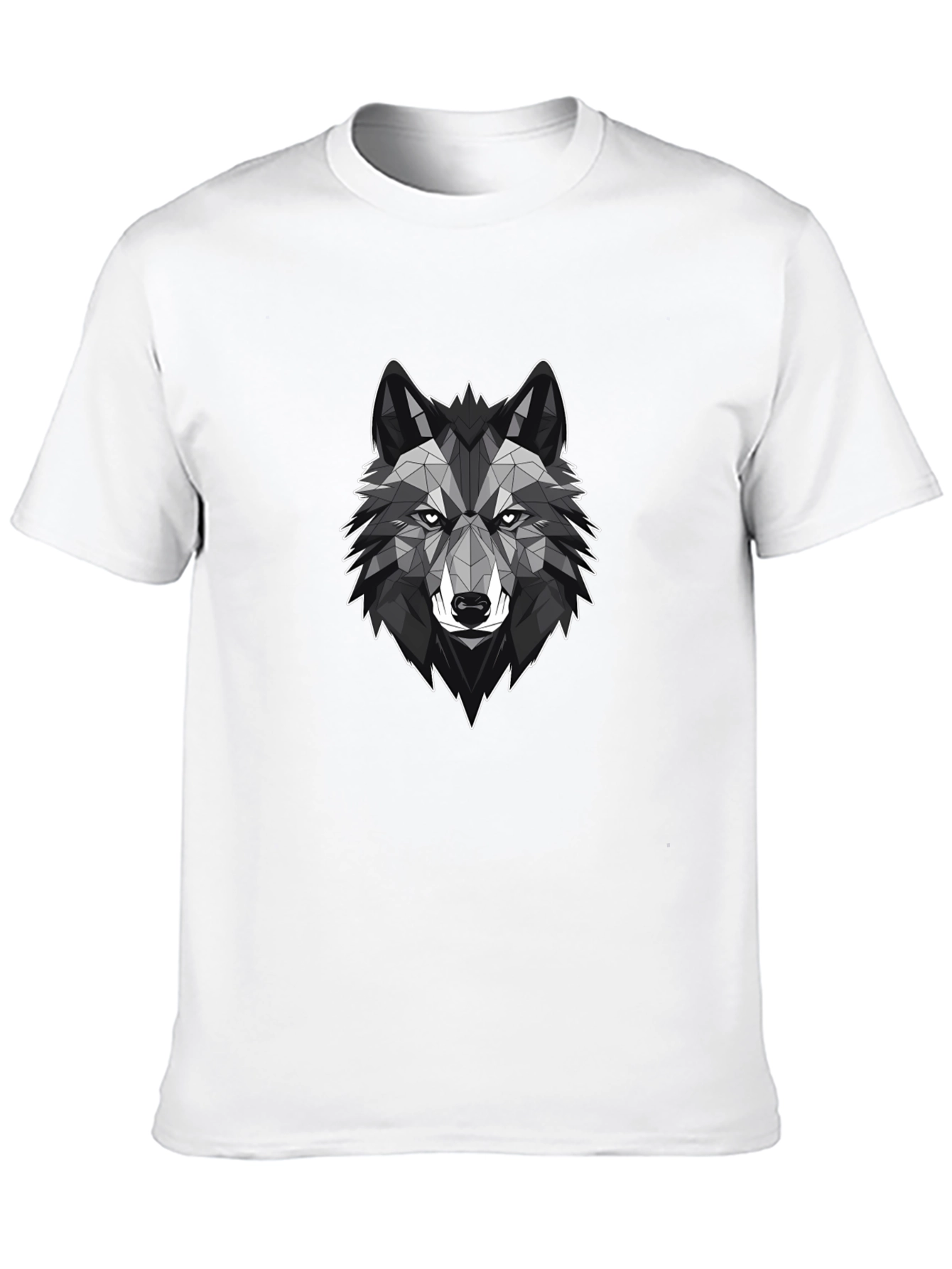 Geometric Wolf Graphic Tee - Stylish Black T-Shirt