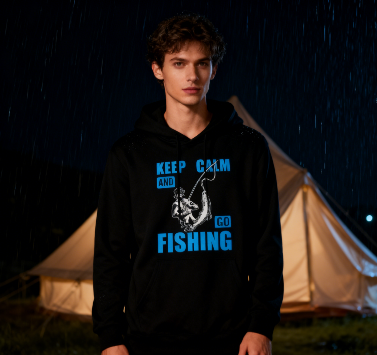 Minimalist 'GO FISHING' Print Hoodie
