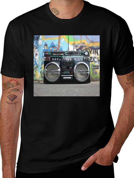 Retro Boombox Graphic T-Shirt - Vintage Style