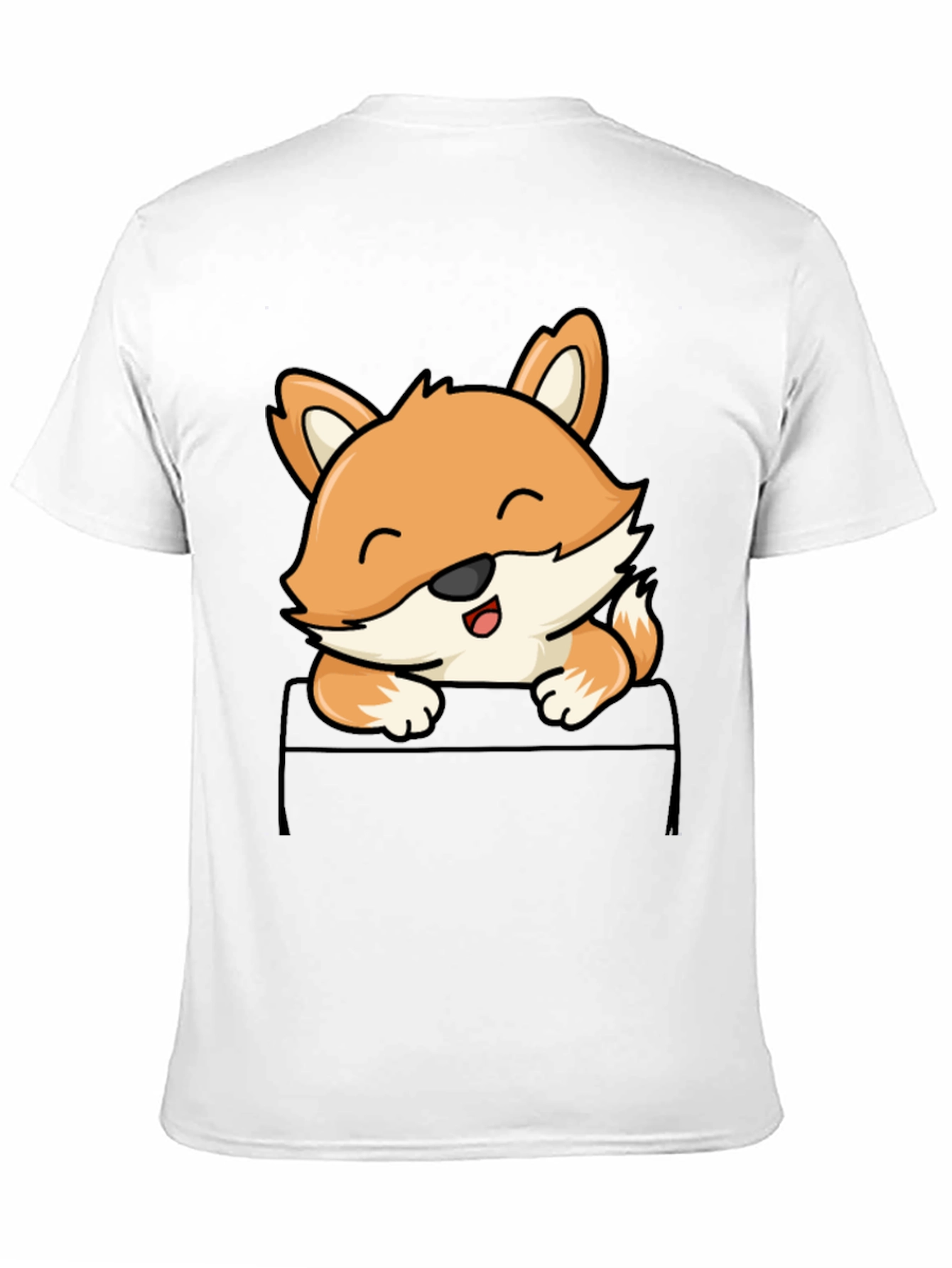 Cute Fox Pocket T-Shirt - Mens Black Tee