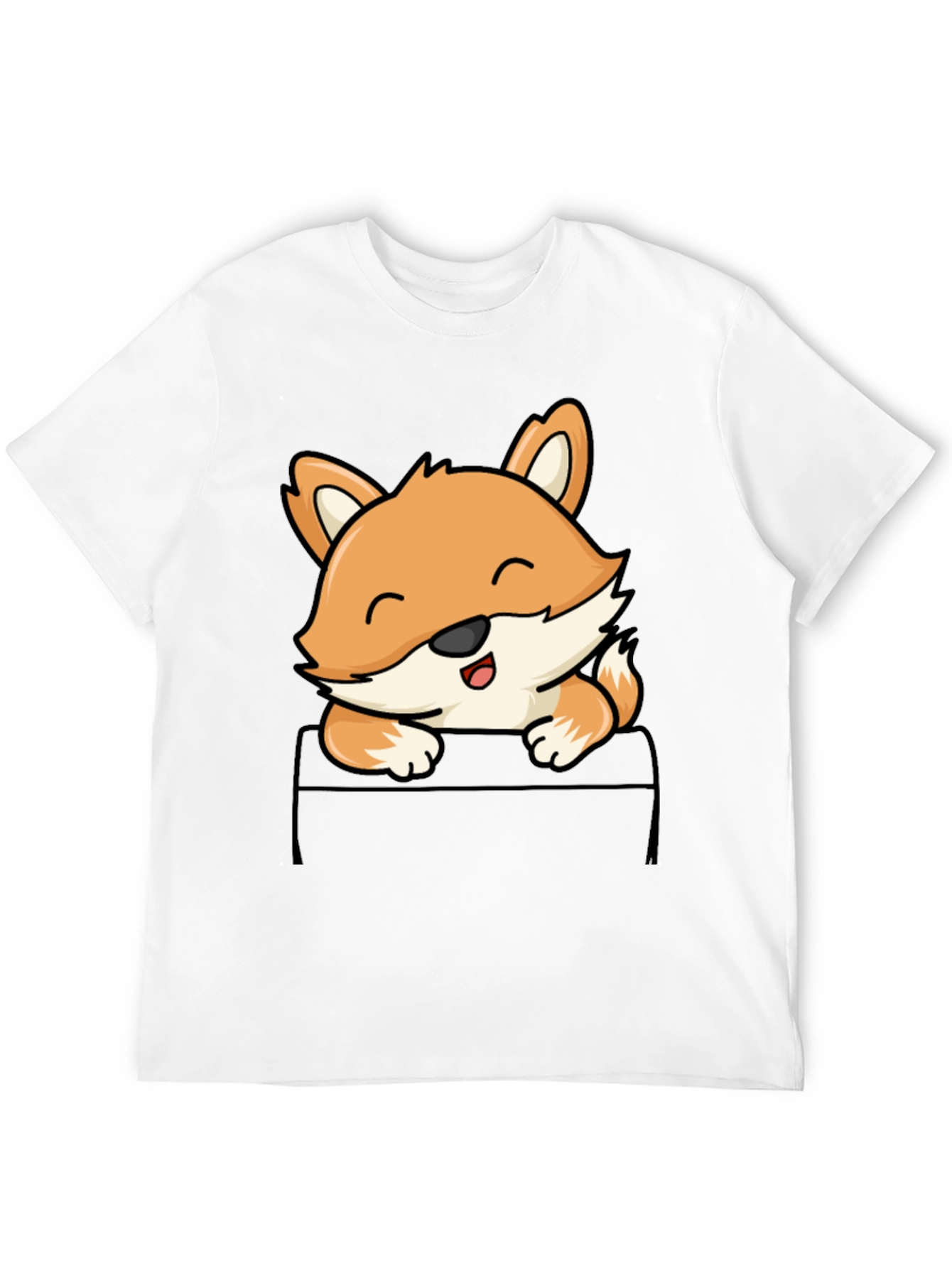 Cute Fox Pocket T-Shirt - Mens Black Tee