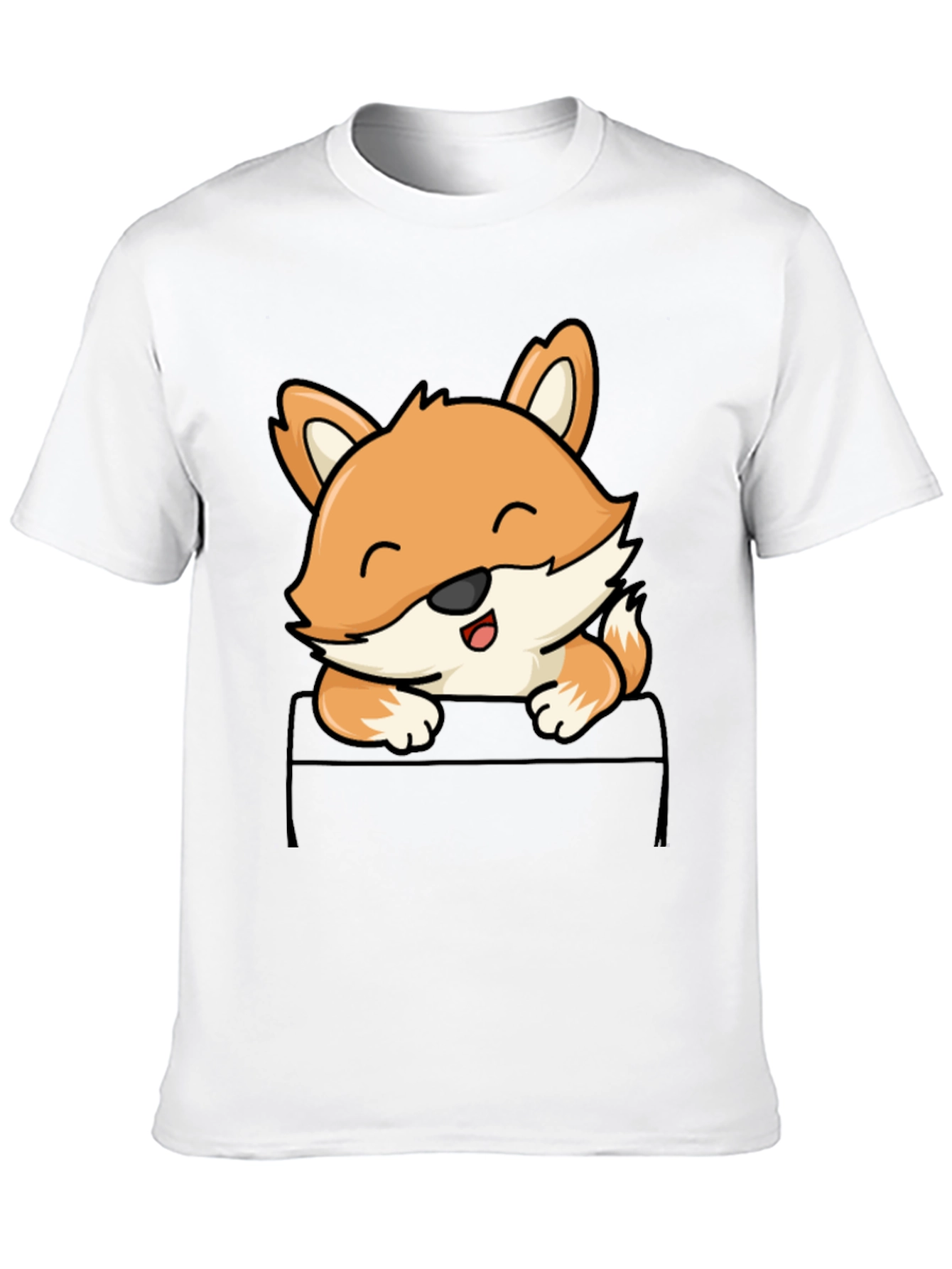 Cute Fox Pocket T-Shirt - Mens Black Tee