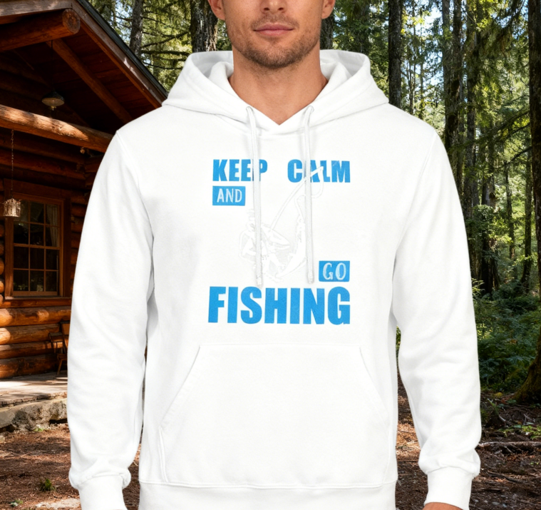 Minimalist 'GO FISHING' Print Hoodie