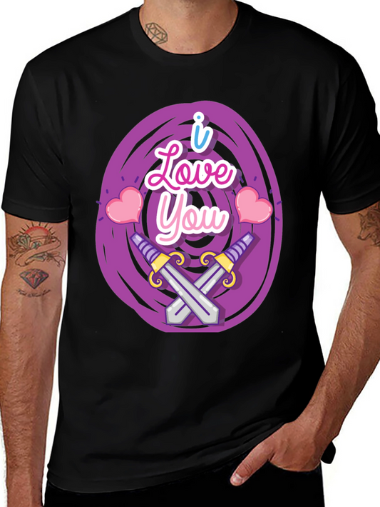 I Love You Swords Heart Graphic T-Shirt