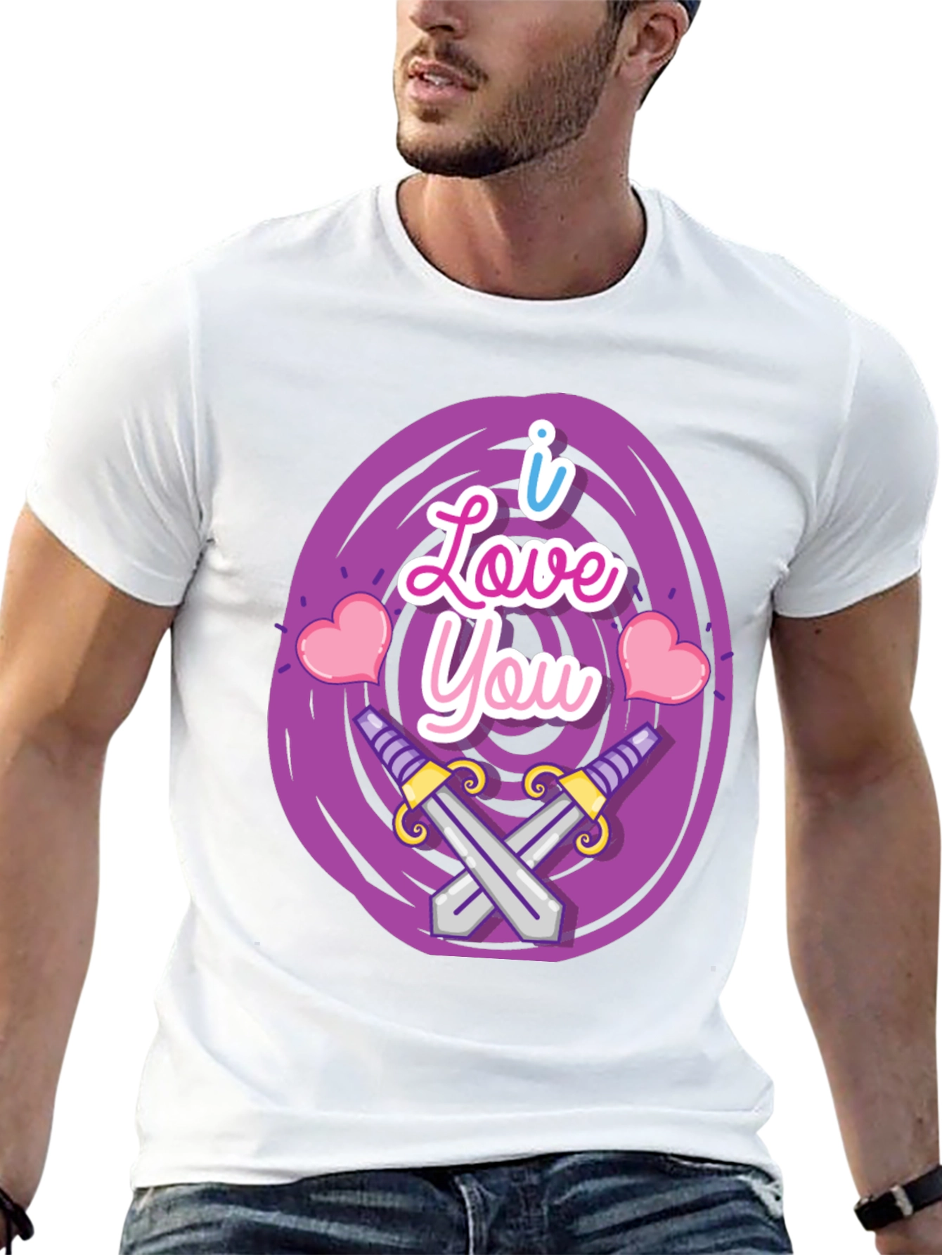 I Love You Swords Heart Graphic T-Shirt