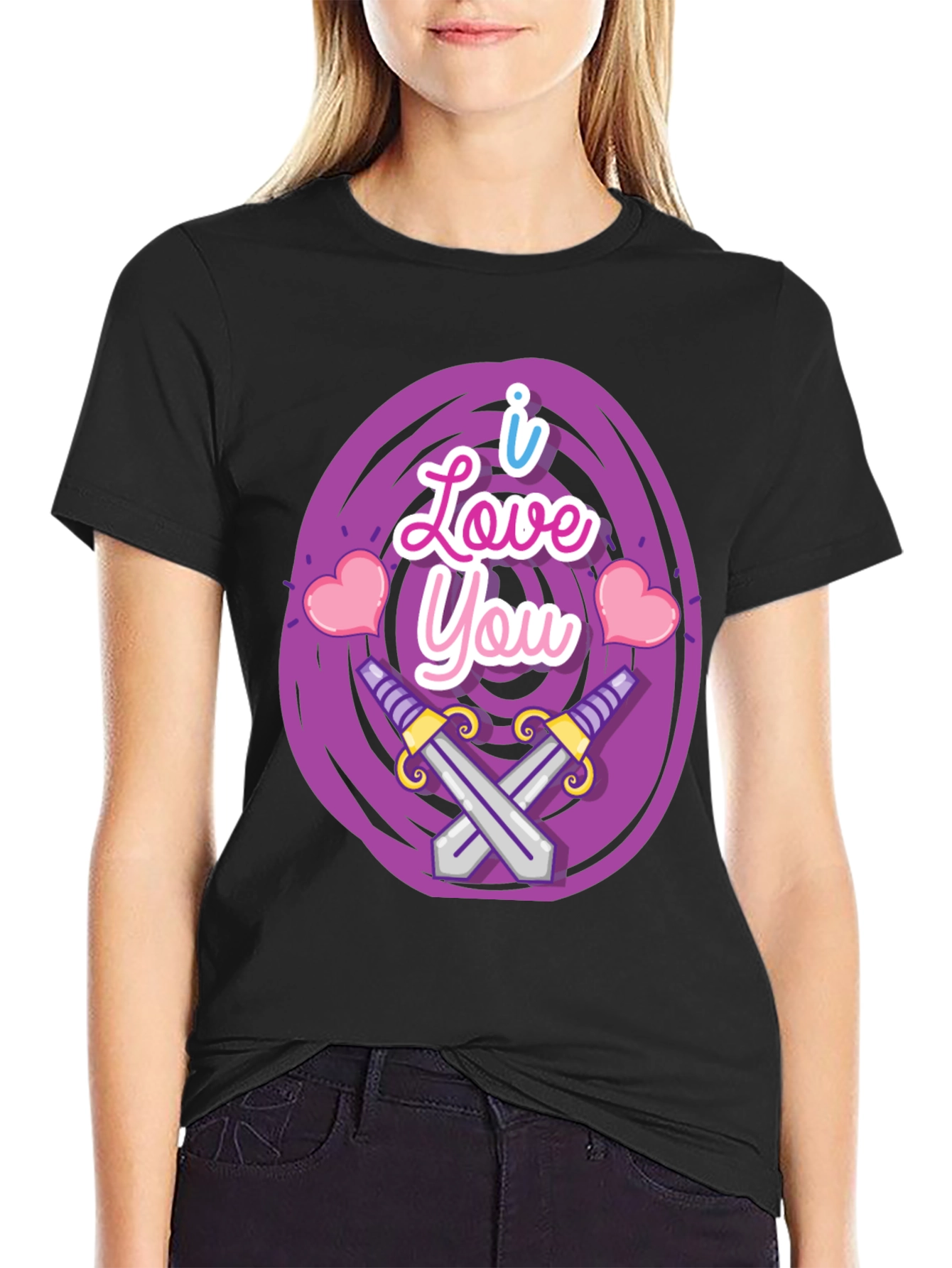 I Love You Swords Heart Graphic T-Shirt