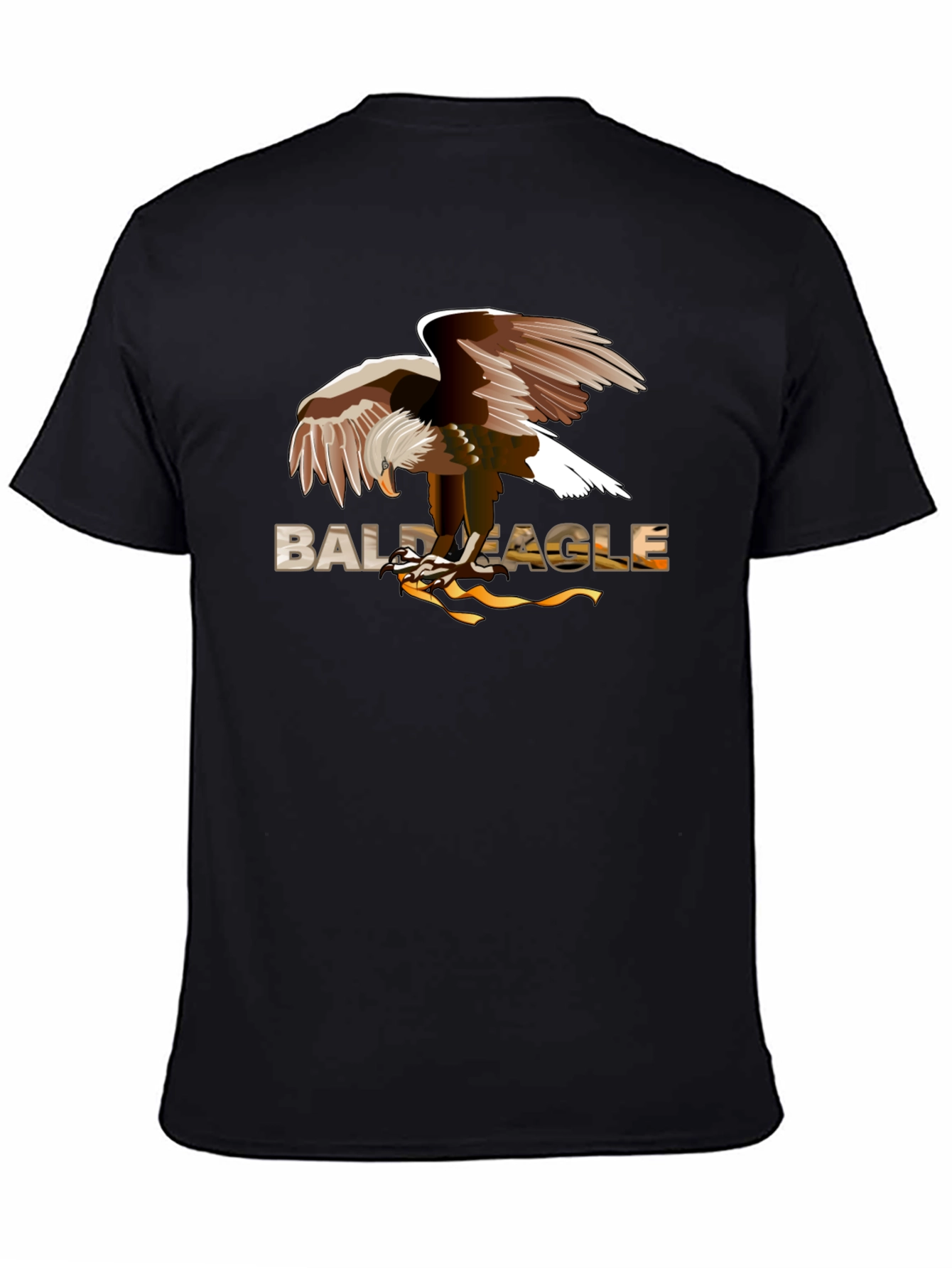 Bald Eagle Graphic Print Black T-Shirt