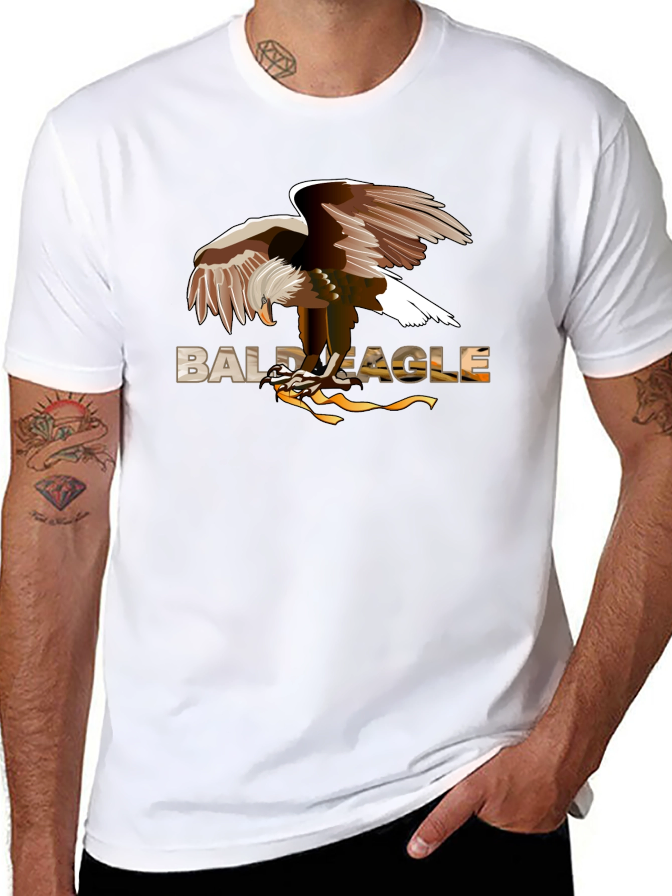 Bald Eagle Graphic Print Black T-Shirt