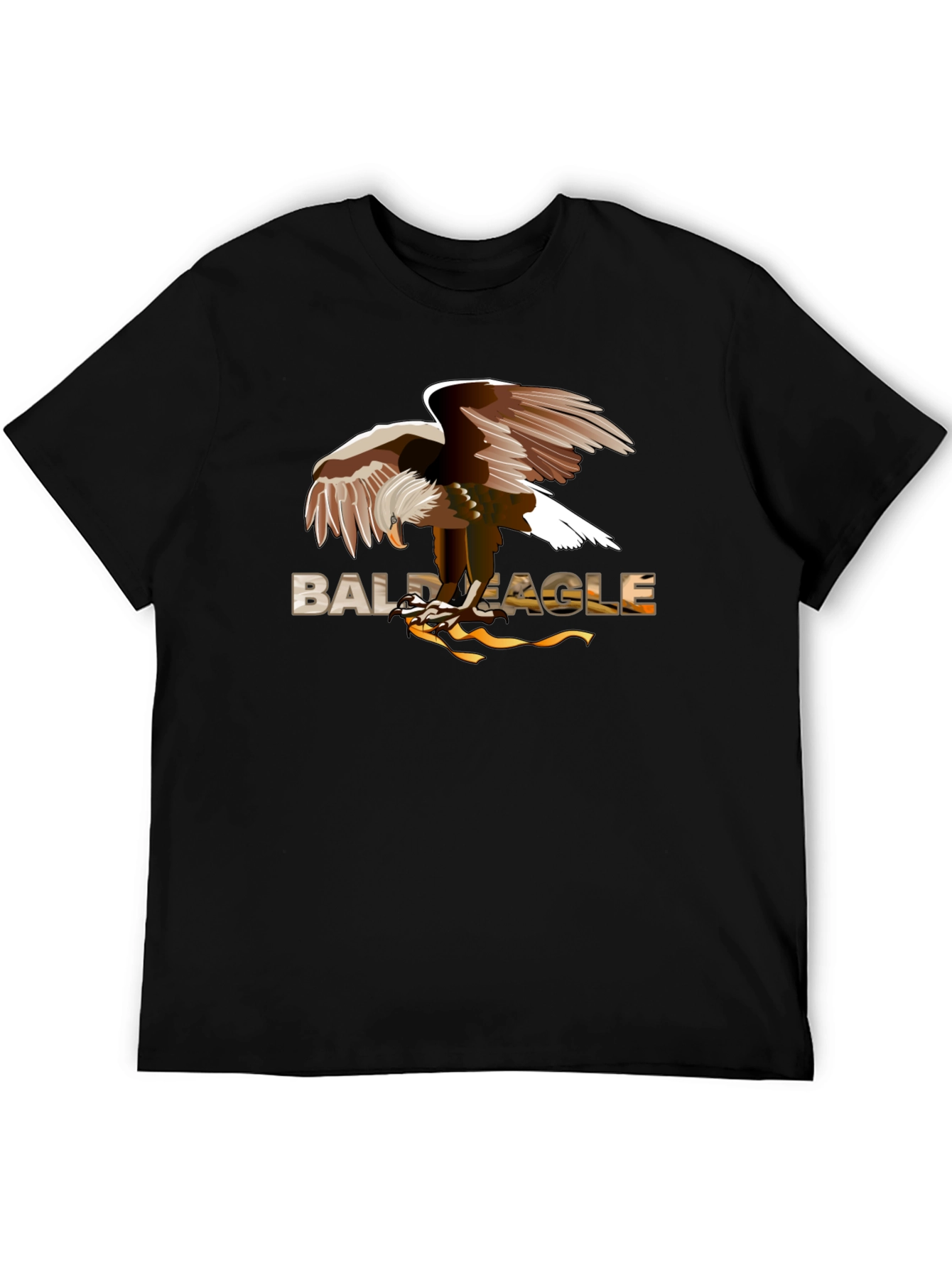 Bald Eagle Graphic Print Black T-Shirt