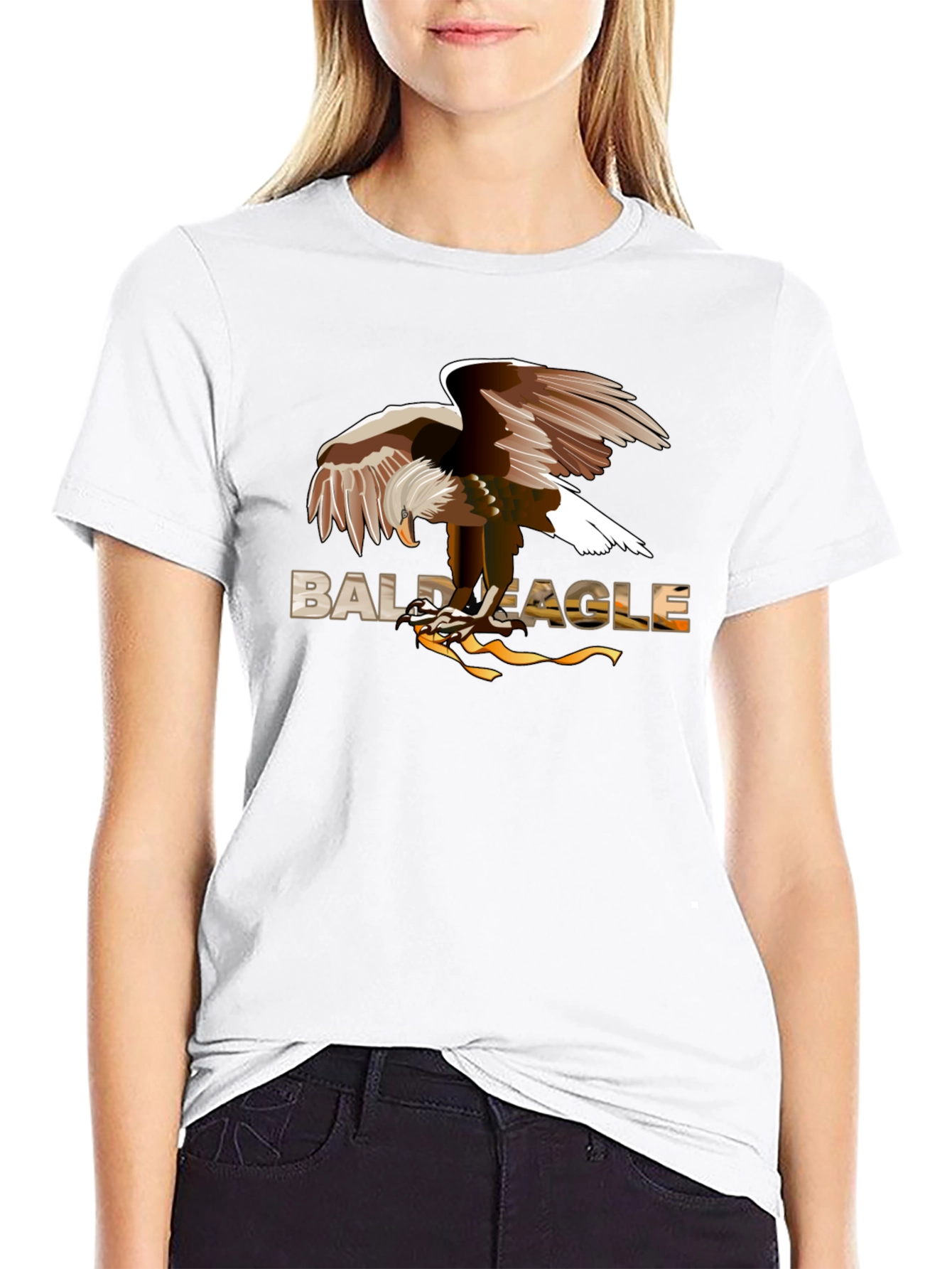 Bald Eagle Graphic Print Black T-Shirt