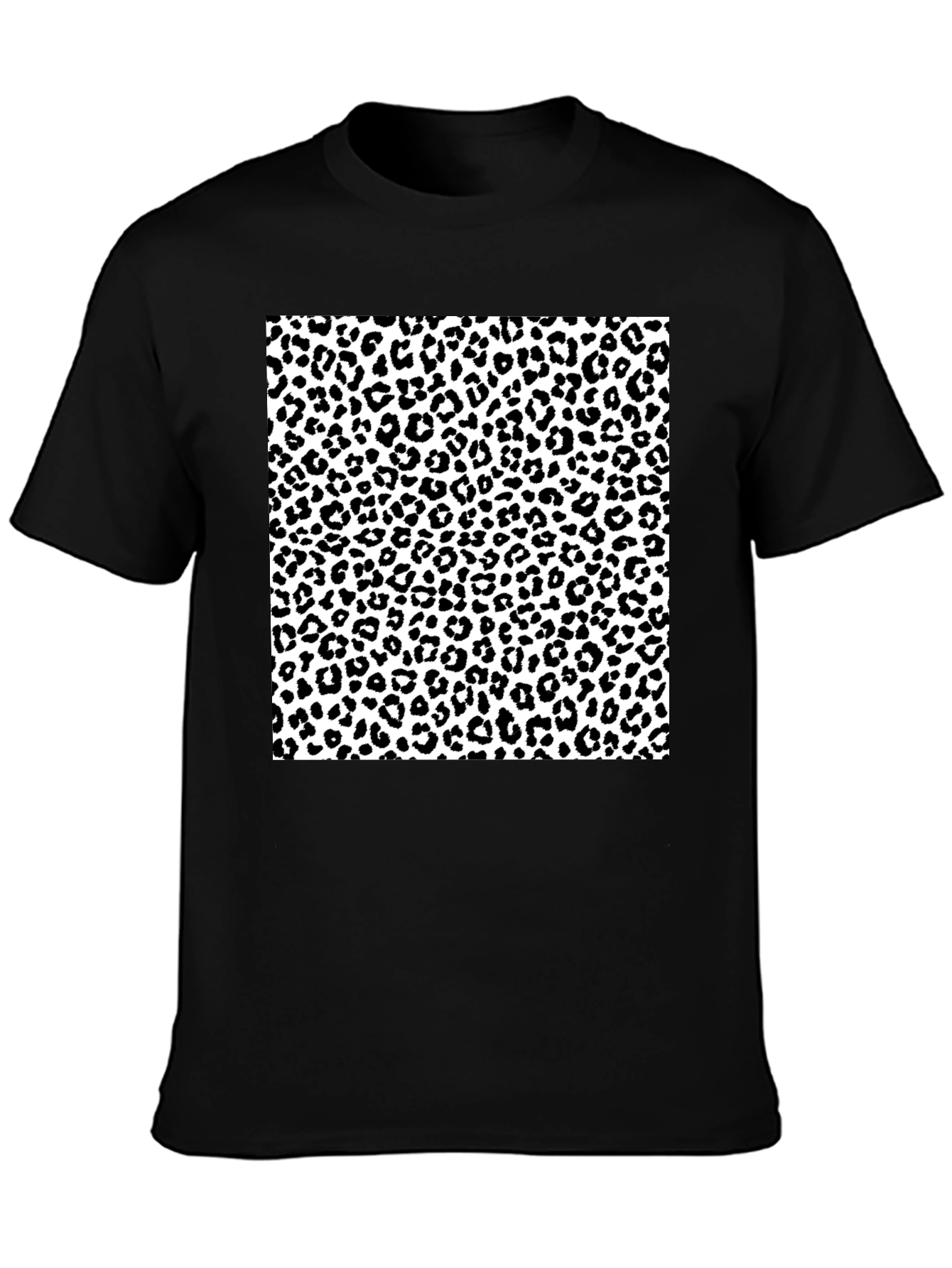 Leopard Print Graphic Tee - Black