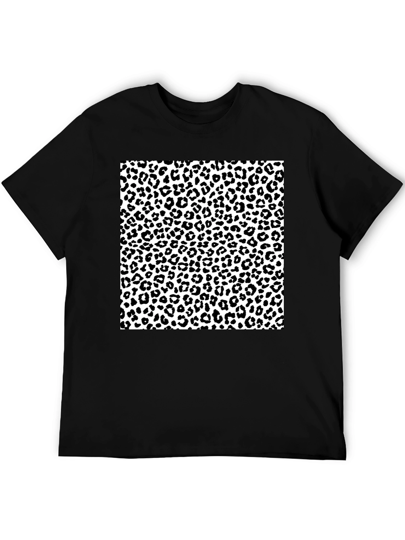 Leopard Print Graphic Tee - Black