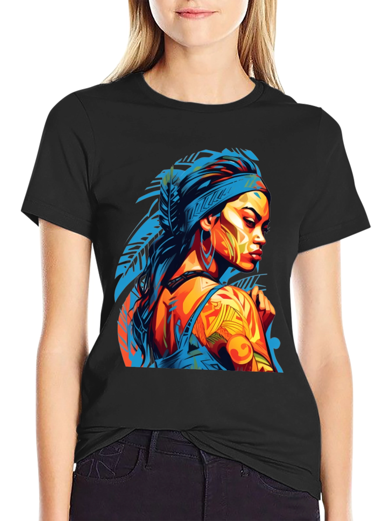 Stylish Graphic Tee - Indigenous Woman Art