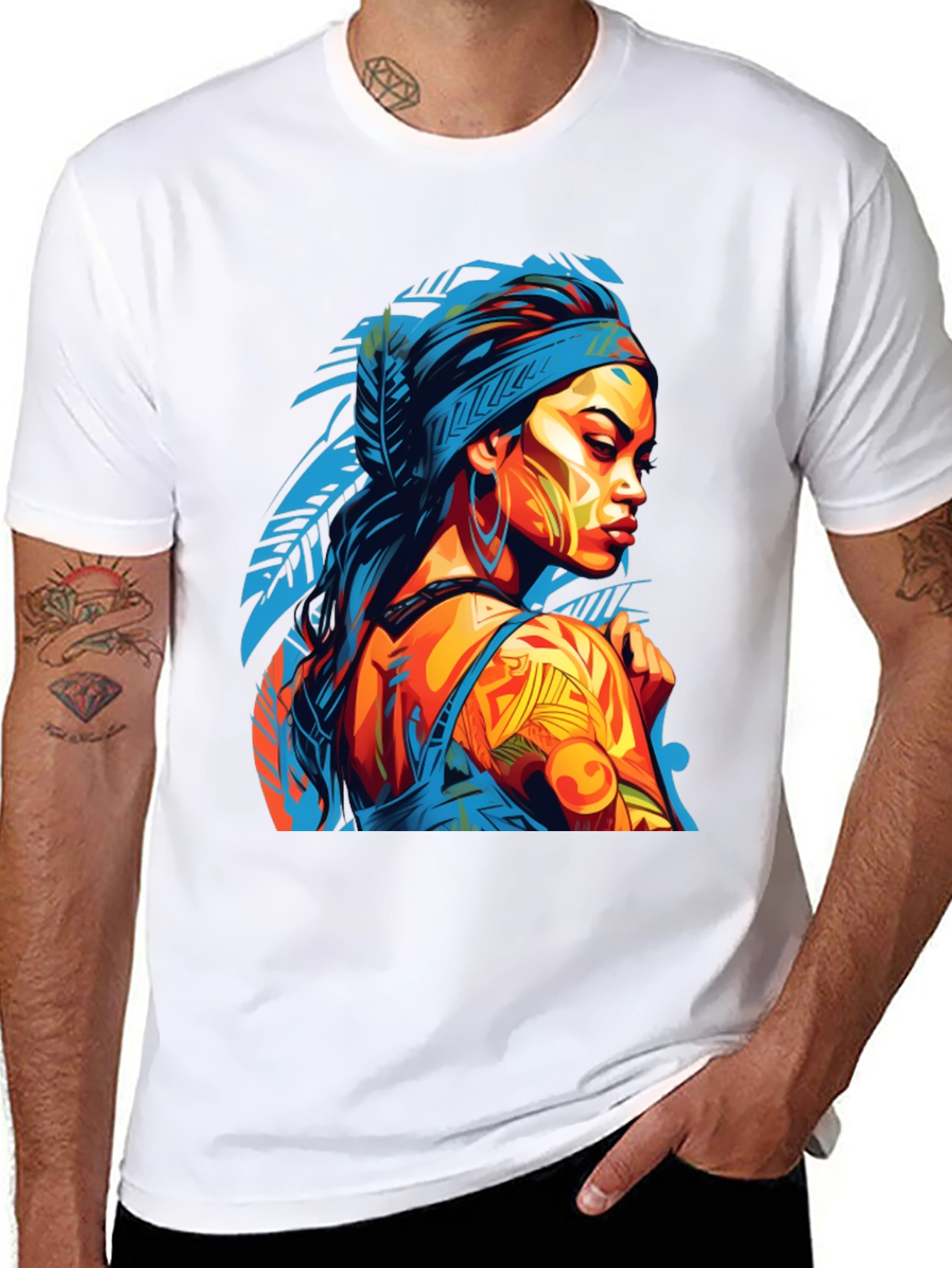 Stylish Graphic Tee - Indigenous Woman Art