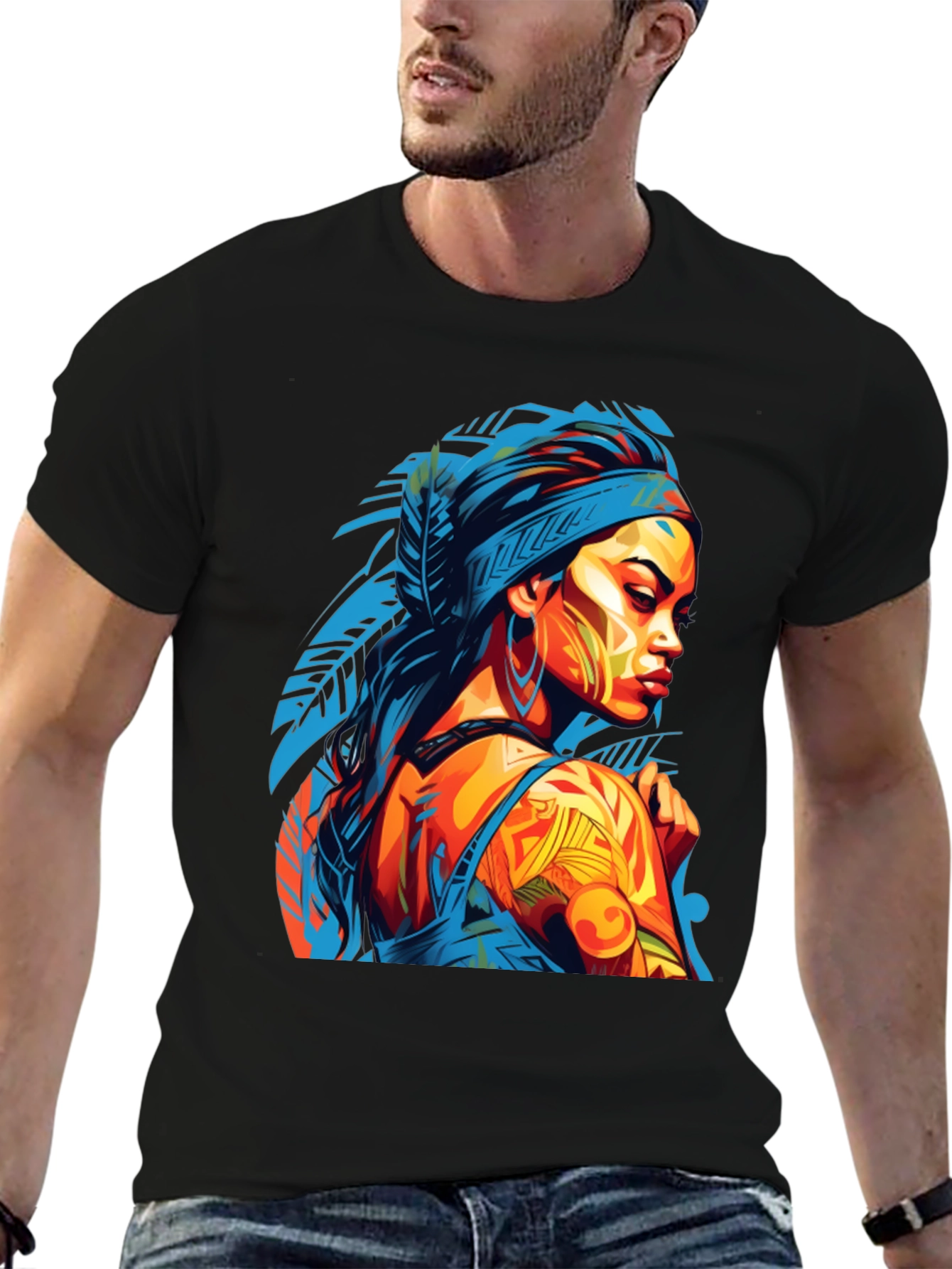 Stylish Graphic Tee - Indigenous Woman Art