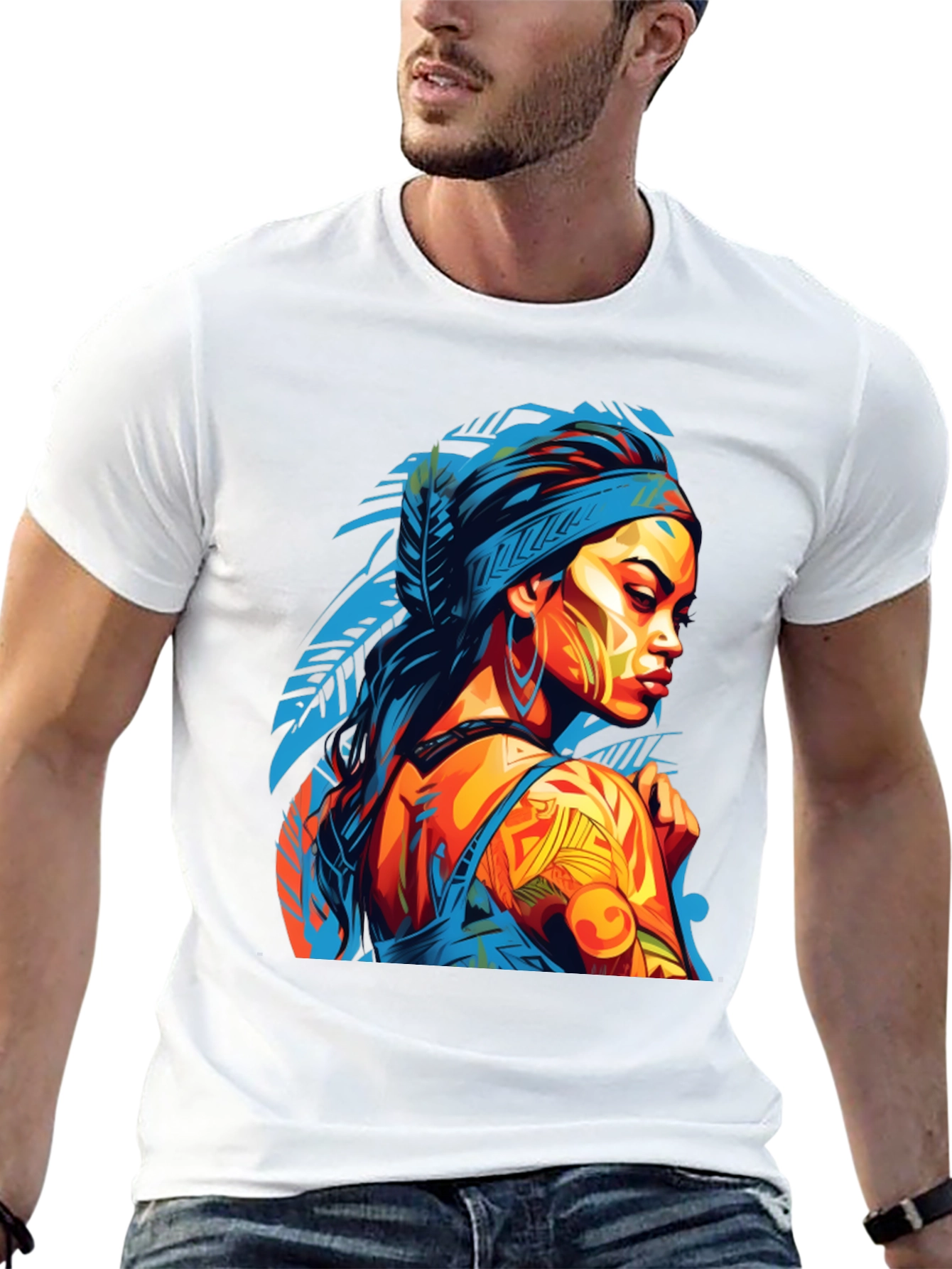 Stylish Graphic Tee - Indigenous Woman Art