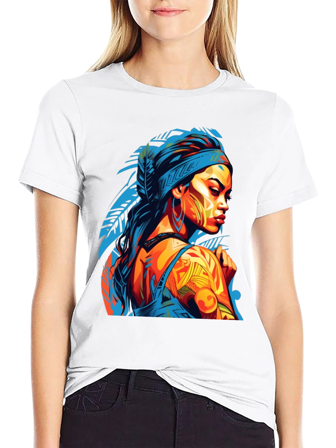 Stylish Graphic Tee - Indigenous Woman Art