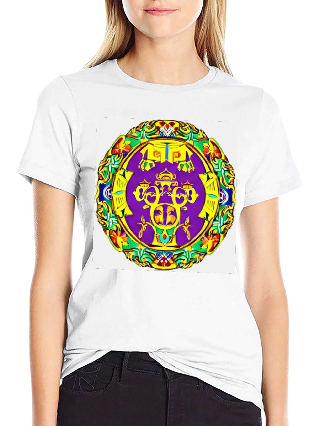 Abstract Mandala Graphic Tee - Black Cotton T-Shirt