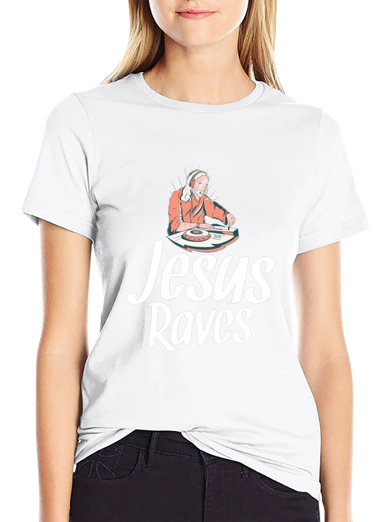 Jesus Raves Black Graphic T-Shirt