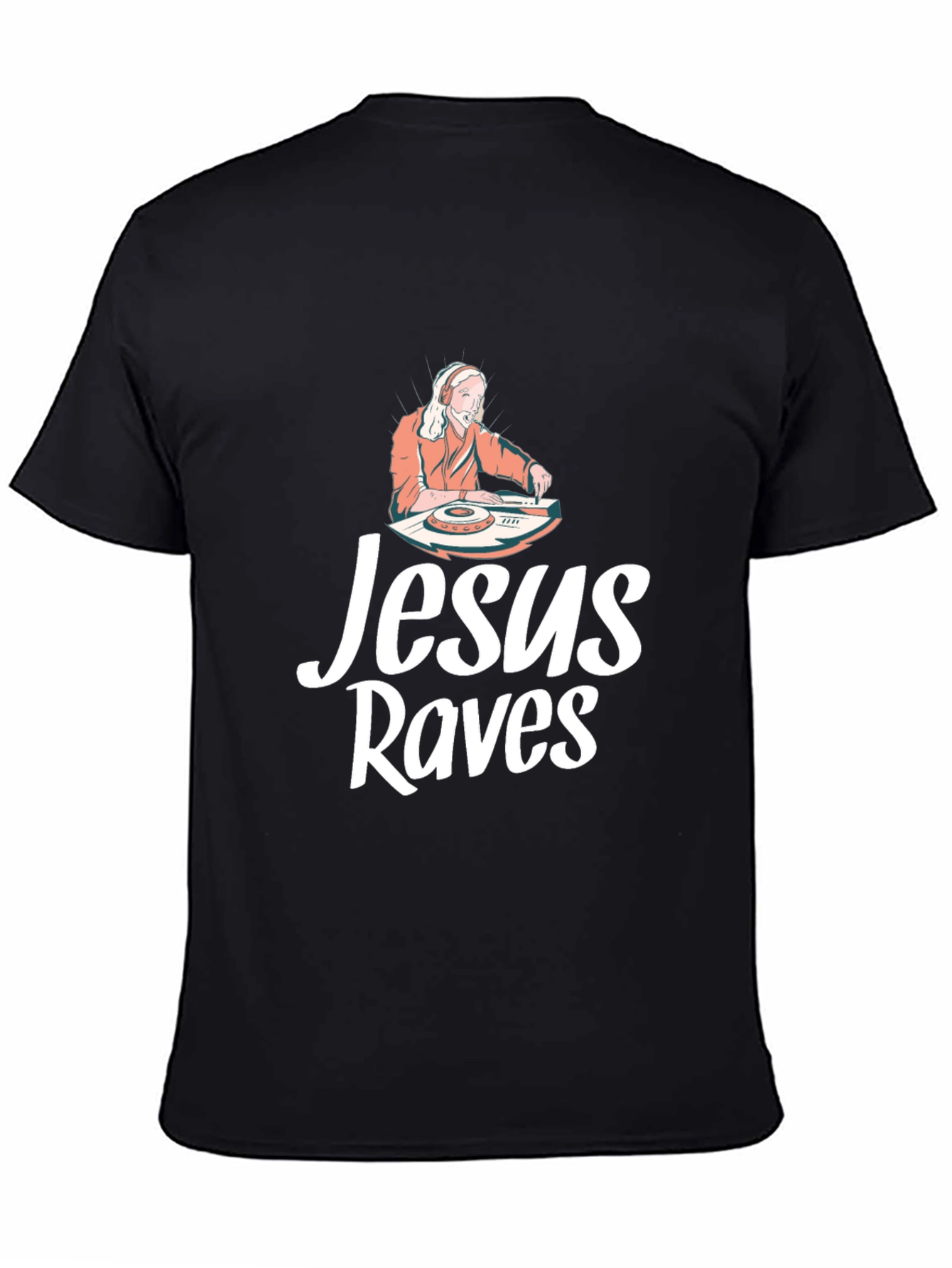 Jesus Raves Black Graphic T-Shirt