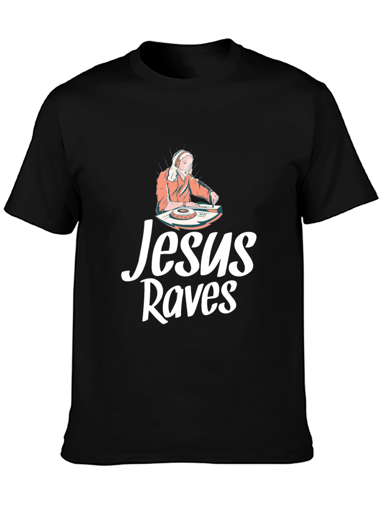 Jesus Raves Black Graphic T-Shirt