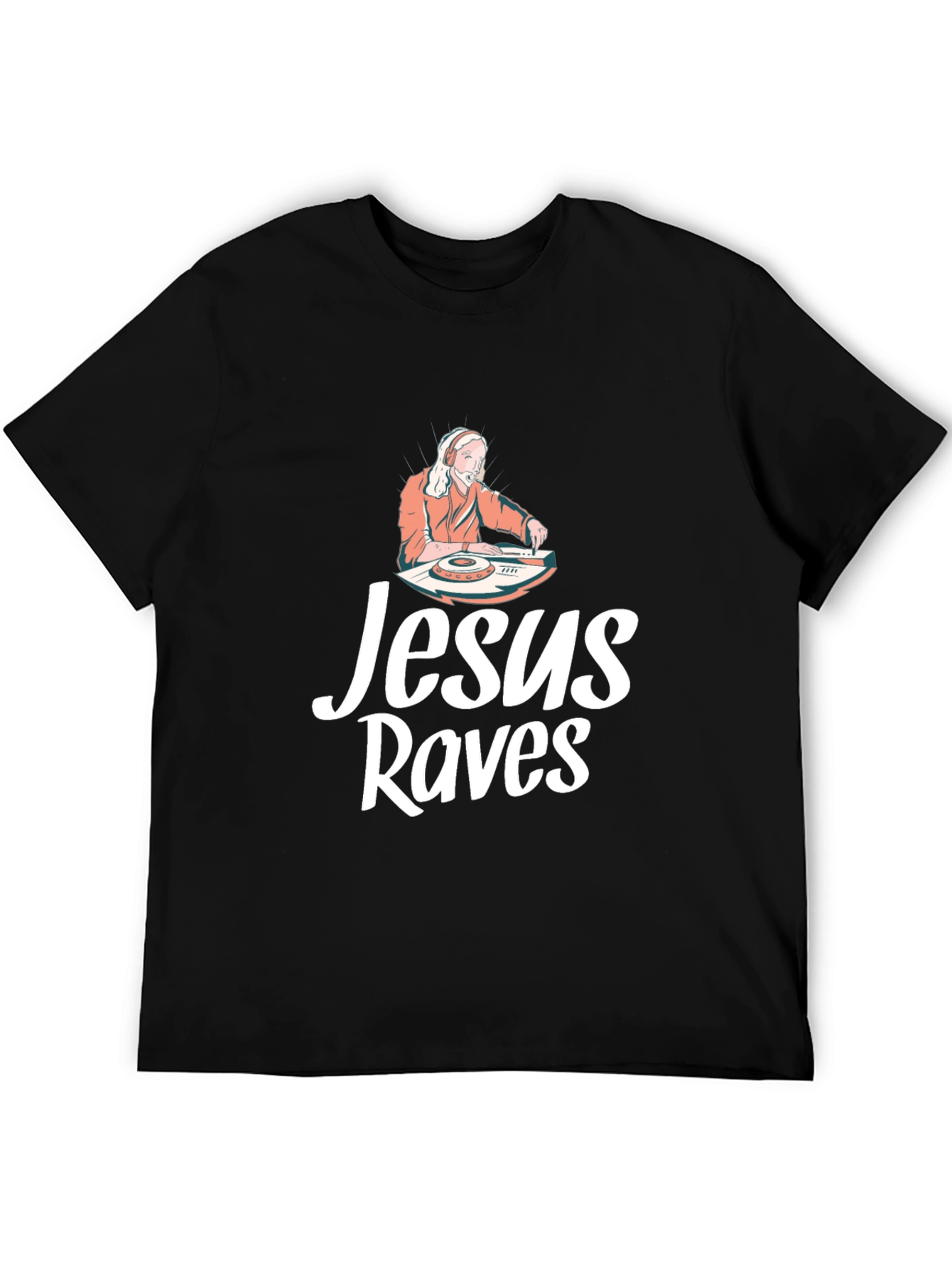 Jesus Raves Black Graphic T-Shirt