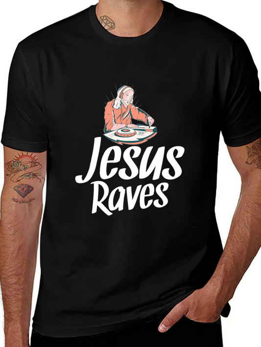 Jesus Raves Black Graphic T-Shirt