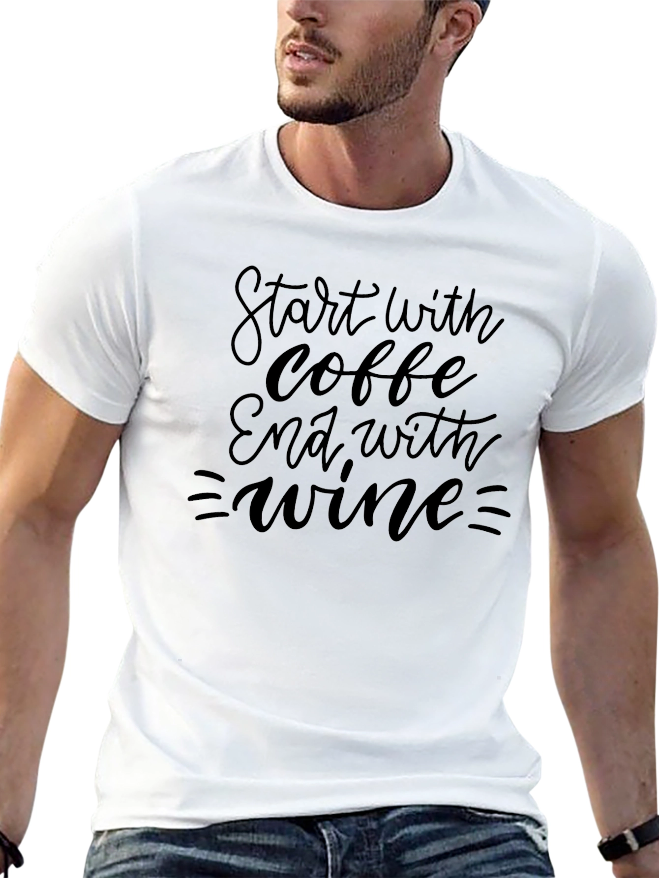 Coffee & Wine Graphic Tee - Soft Black T-Shirt