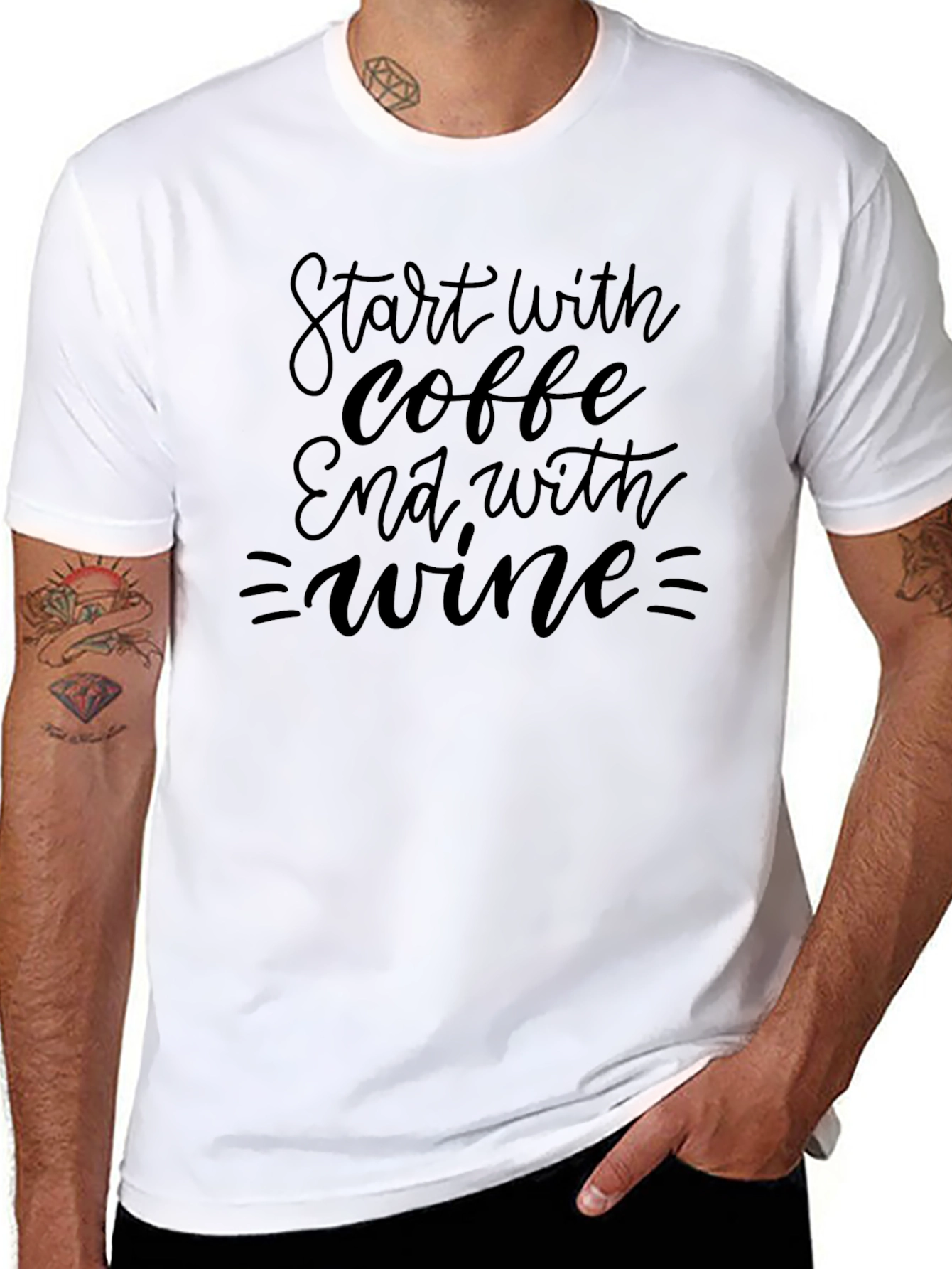 Coffee & Wine Graphic Tee - Soft Black T-Shirt