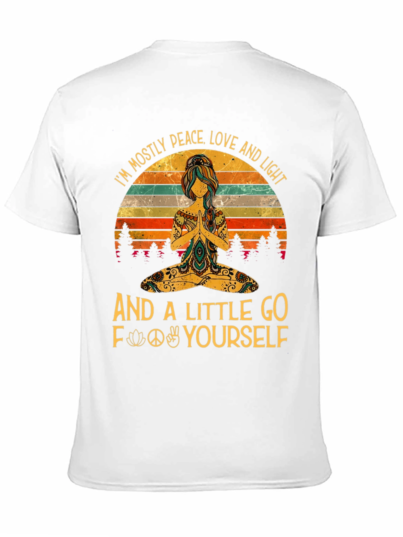 Peace Love Light Funny Yoga Graphic T-Shirt