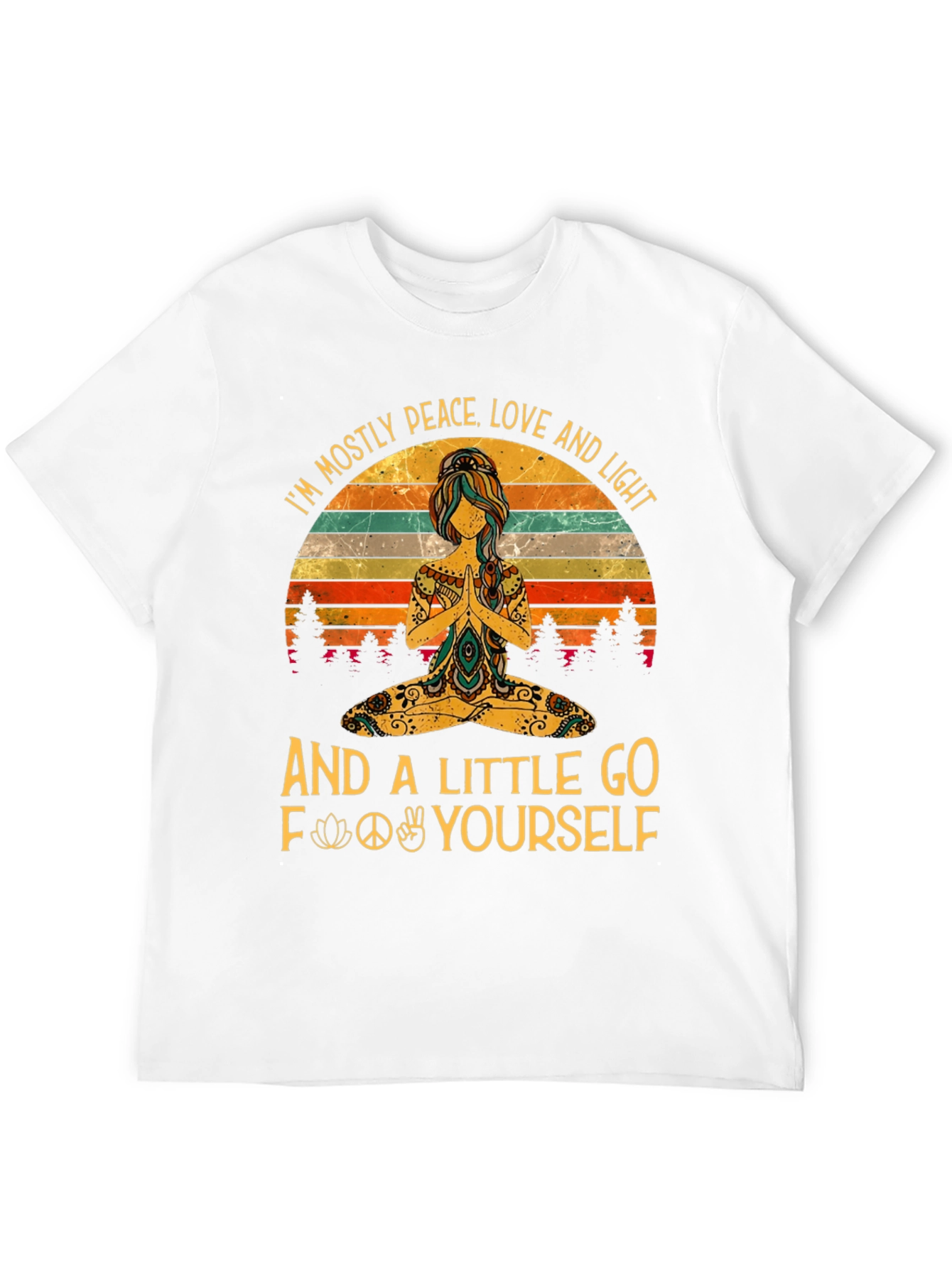 Peace Love Light Funny Yoga Graphic T-Shirt