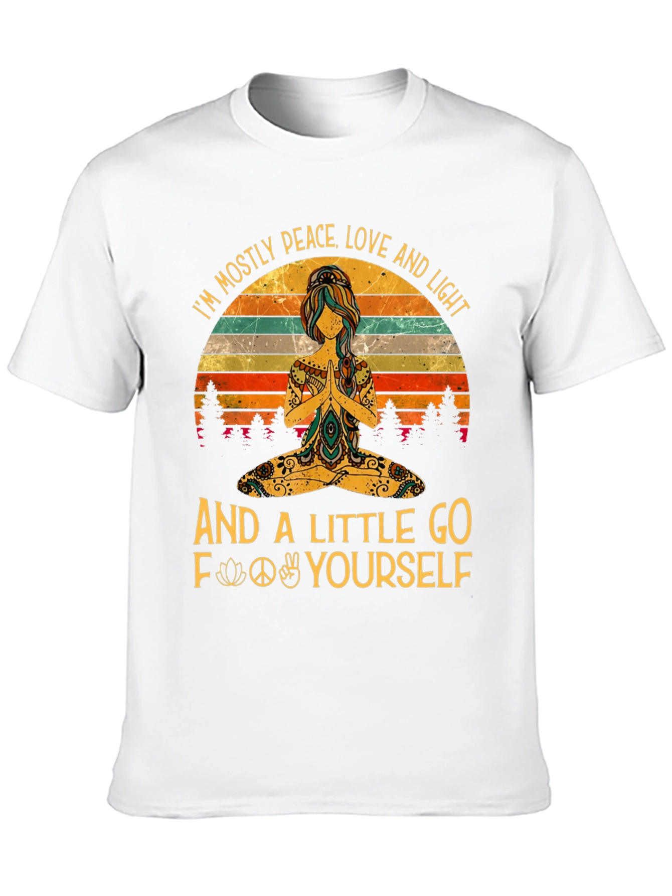 Peace Love Light Funny Yoga Graphic T-Shirt