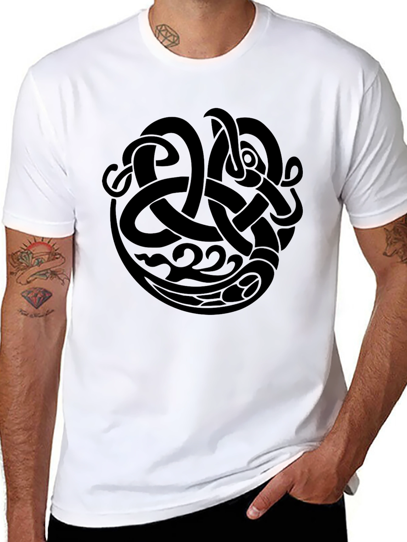 Viking Knotwork Graphic Tee - Stylish Black T-Shirt