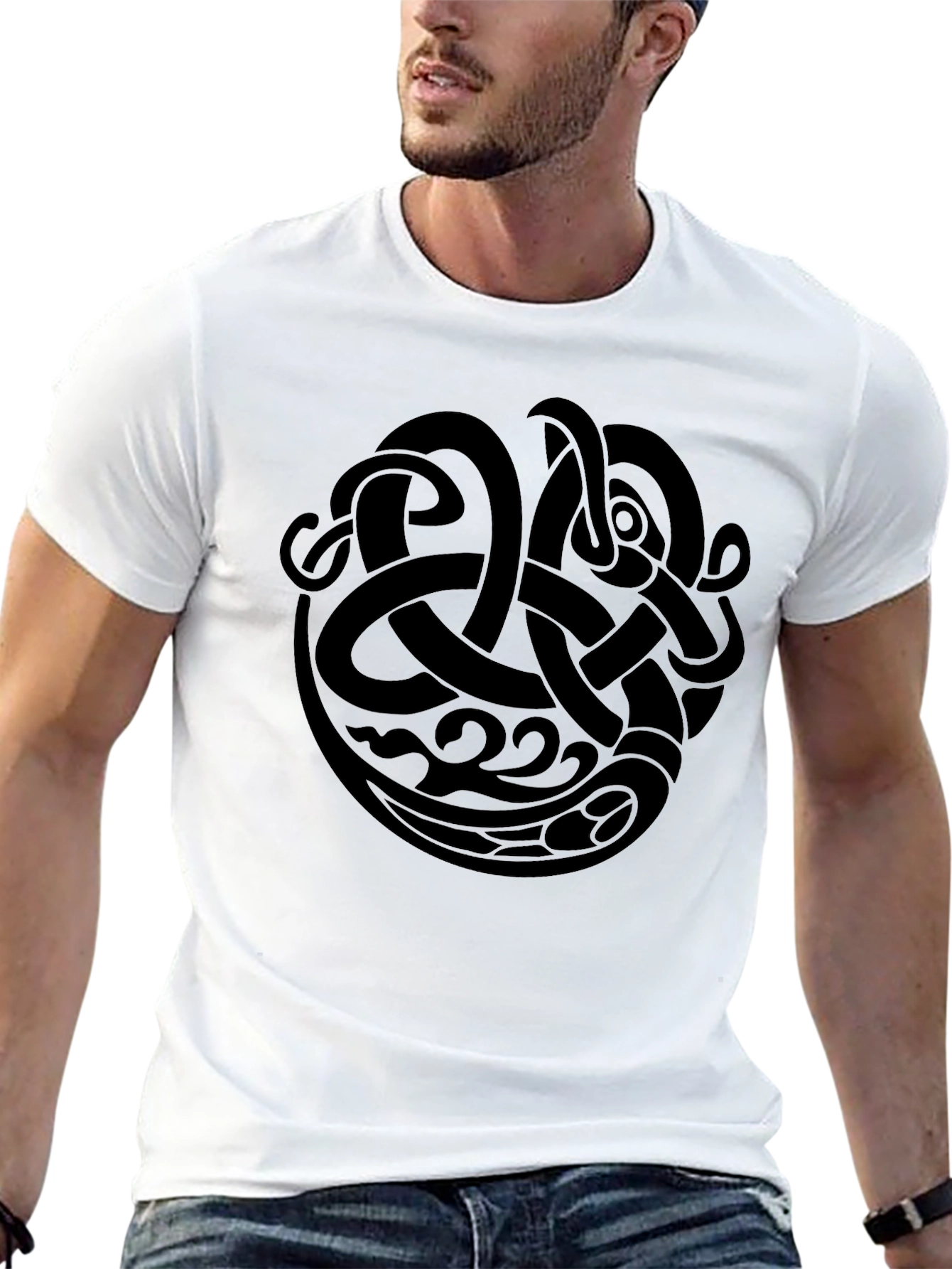 Viking Knotwork Graphic Tee - Stylish Black T-Shirt