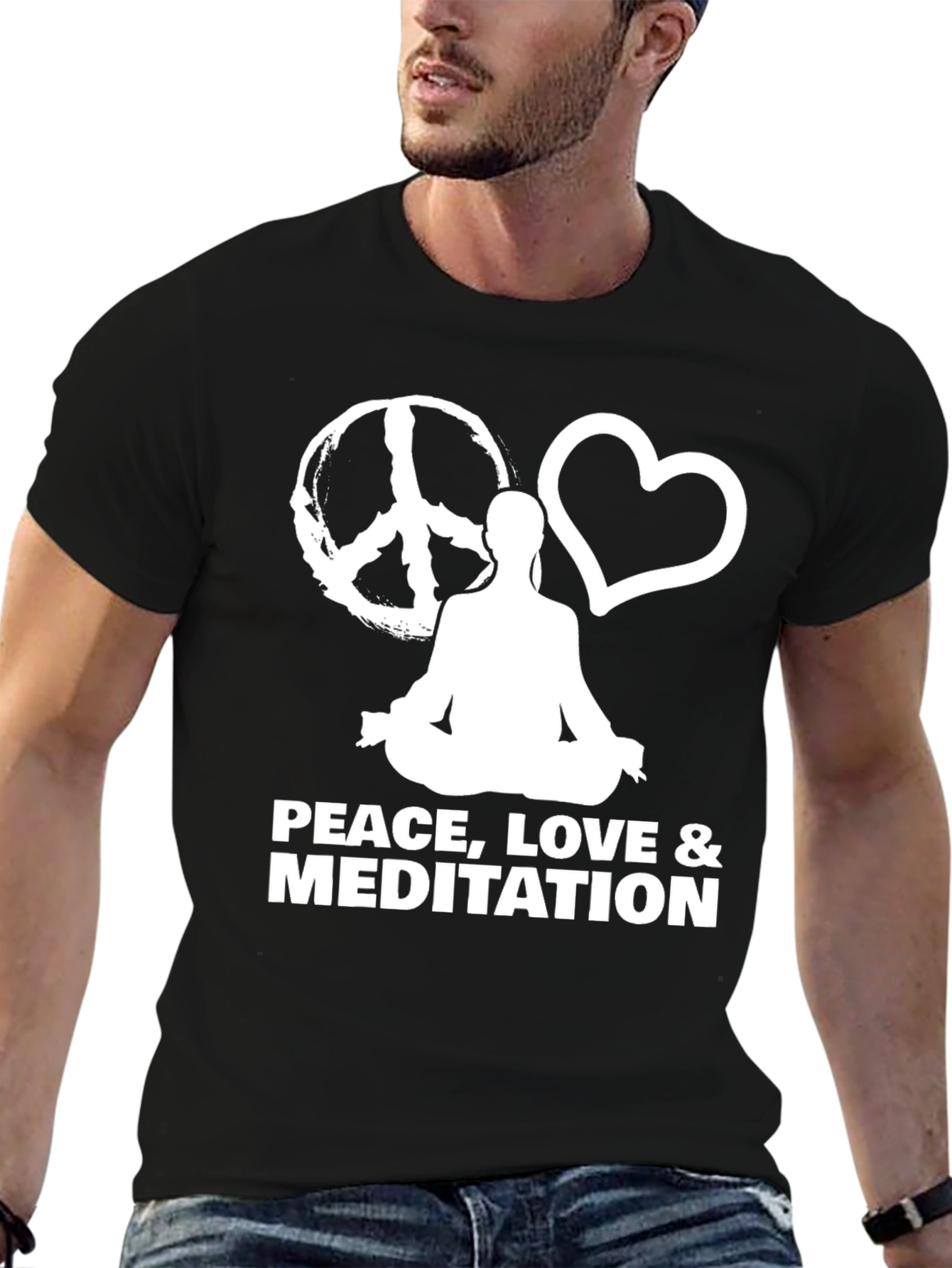 Peace Love & Meditation Graphic T-Shirt