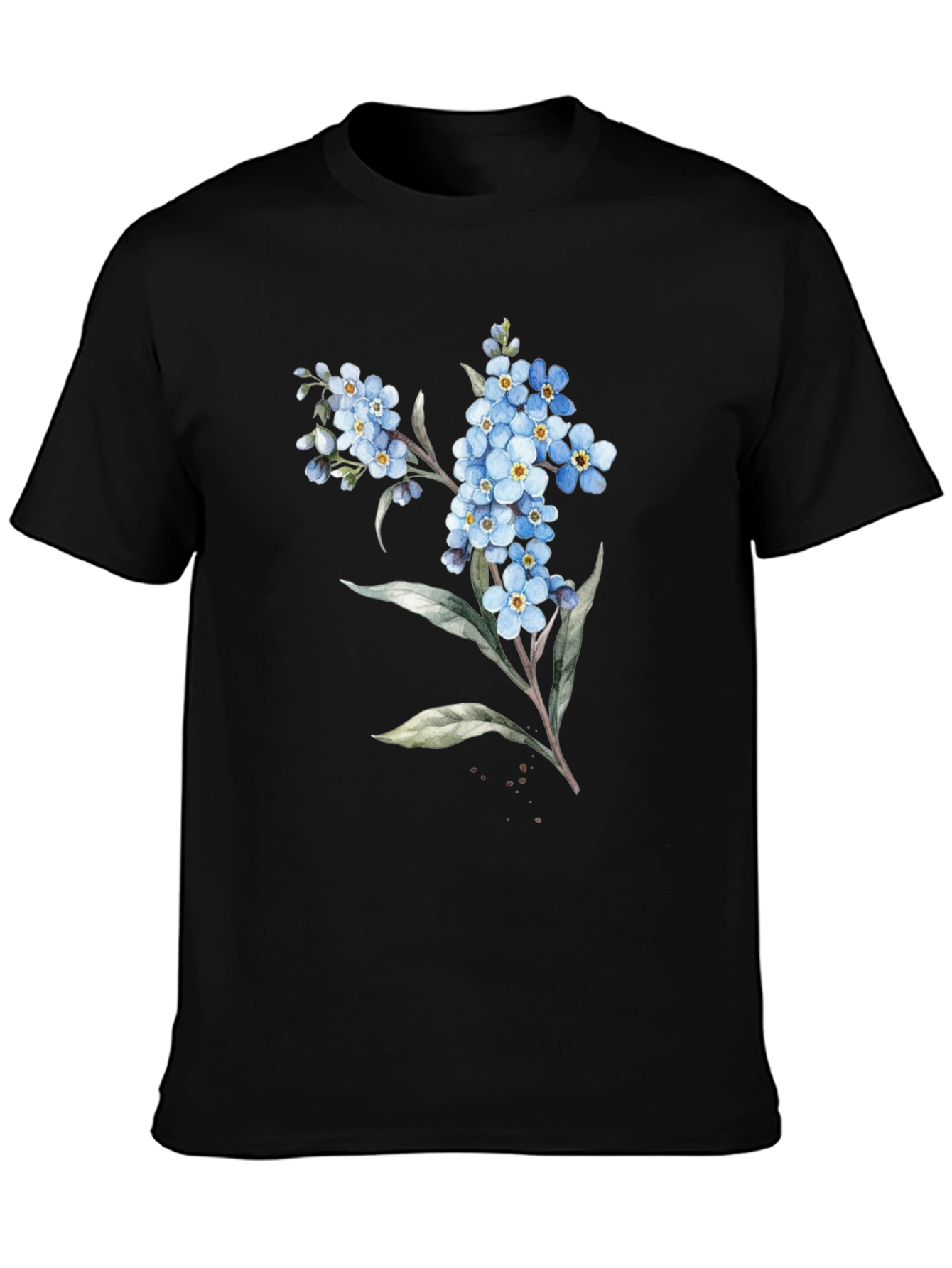 Floral Print Black Tee